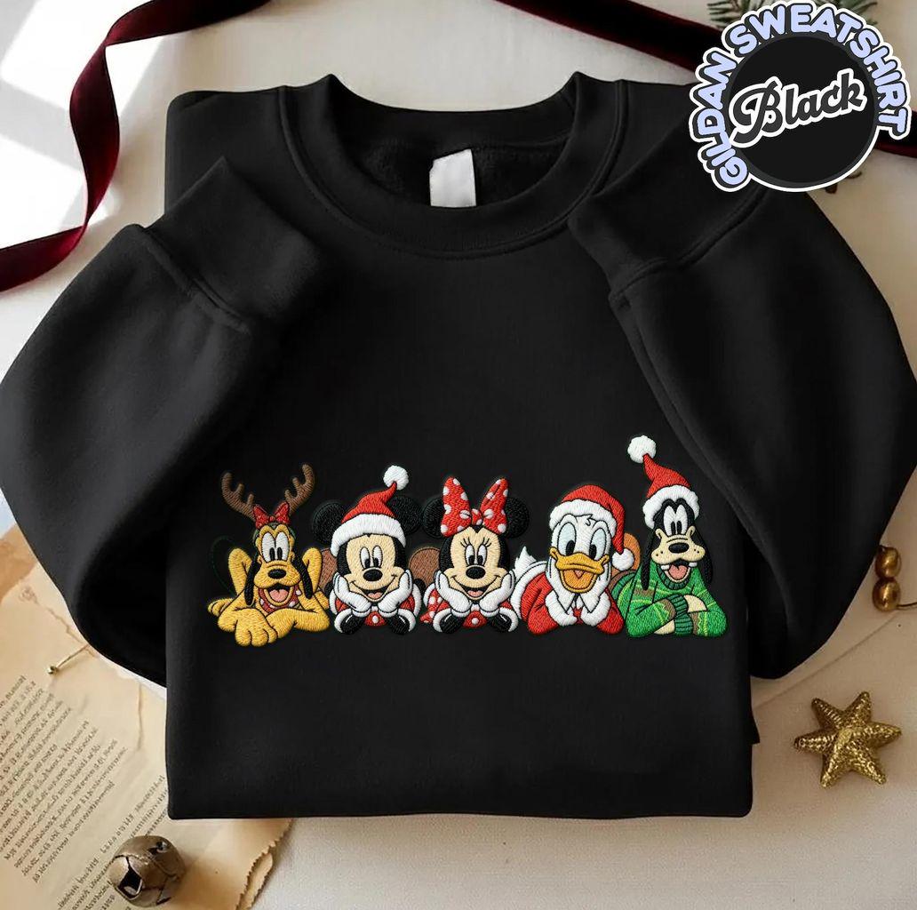 Embroidered Mickey and Friends Christmas Sweatshirt – Disney Xmas Shirt with Minnie, Donald, Goofy and Pluto - photo 6