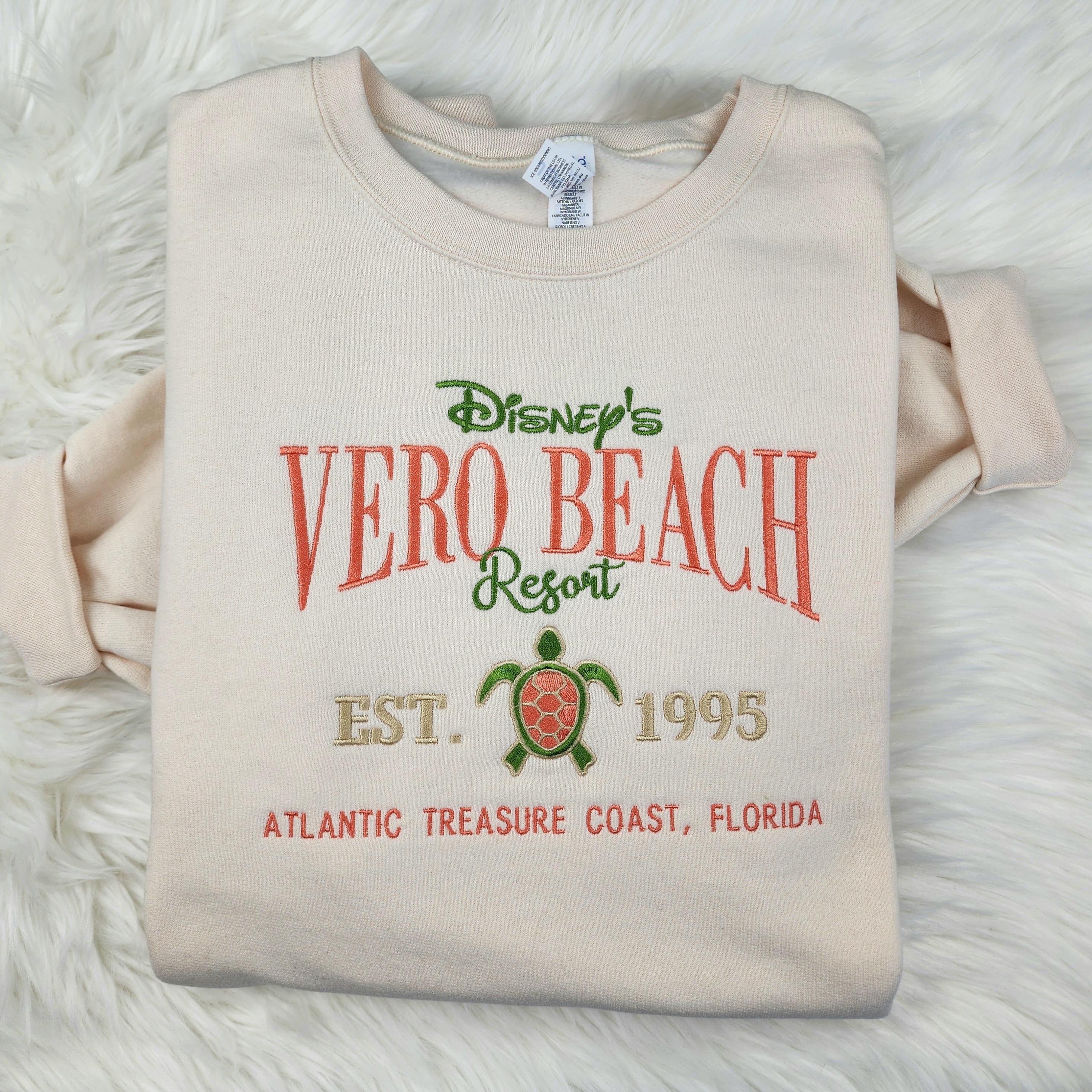 Embroidered Disney's Vero Beach Resort Sweatshirt – Disney Resort Embroidery Crewneck Shirt for Vacation Days