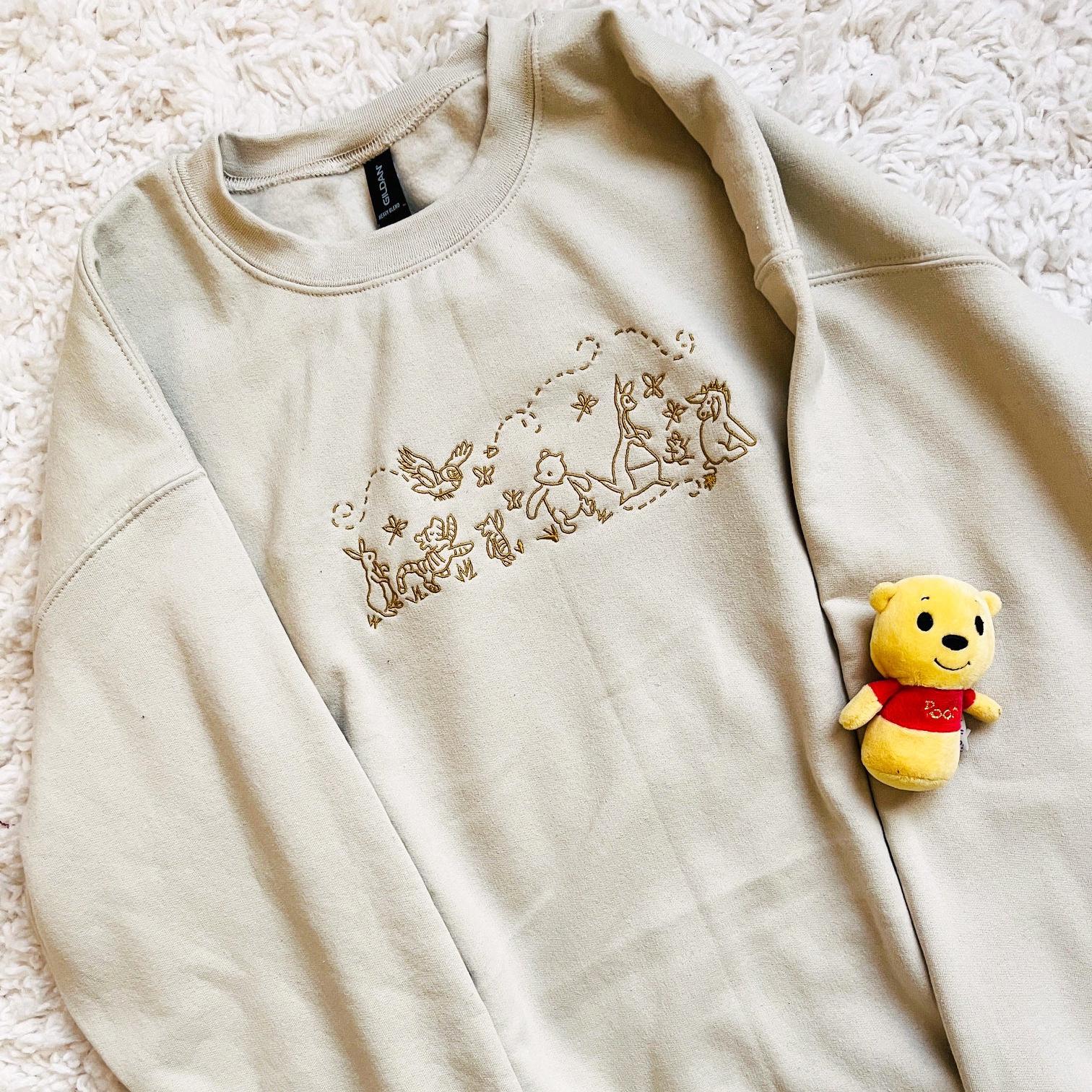 Embroidered Winnie the Pooh Sweatshirt with Pooh Parade Design – Cozy Crewneck Pullover for Pooh Bear Fans