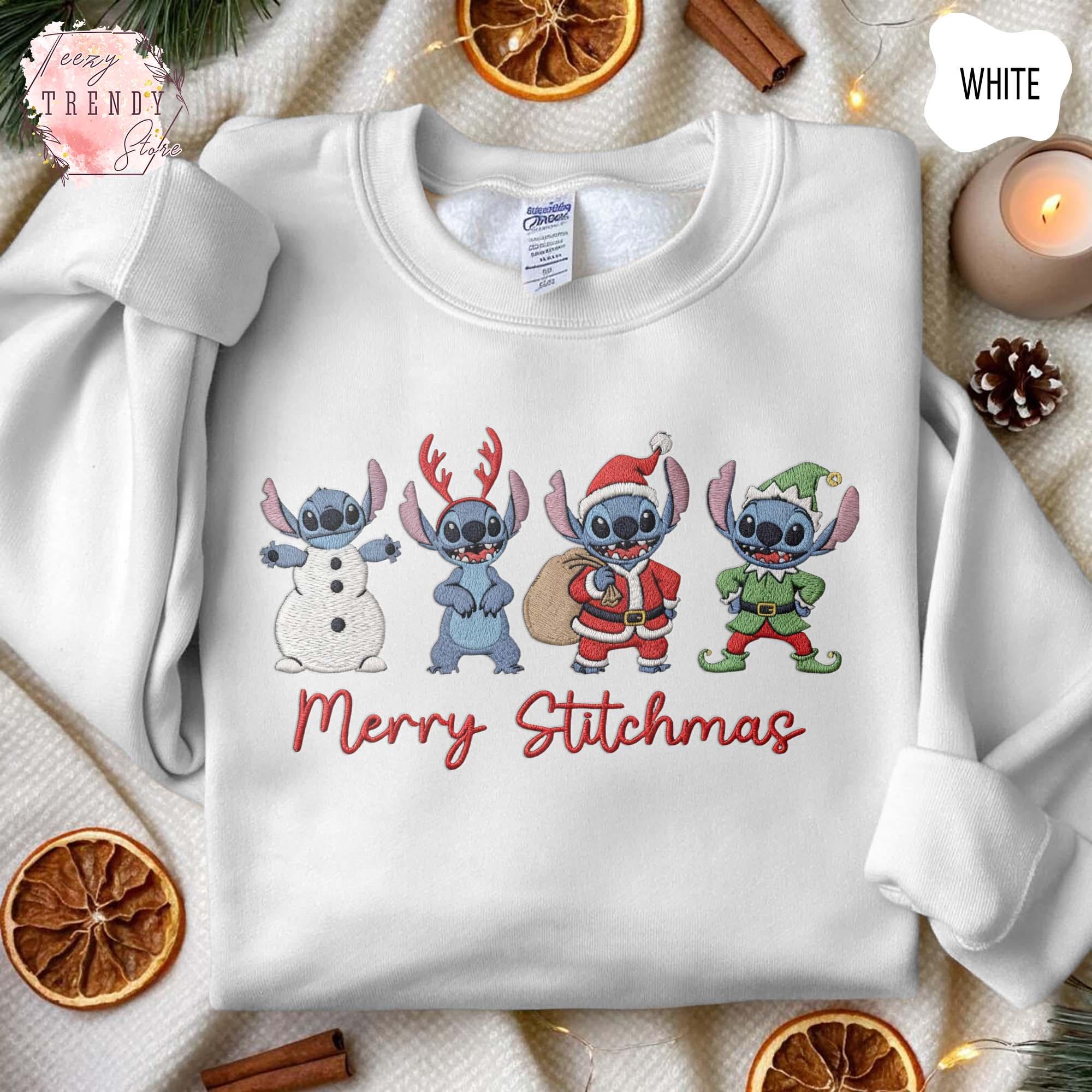 Embroidered Merry Stitchmas Sweatshirt – Cute Stitch Christmas Shirt and Cozy Disney Holiday Xmas Gift Sweater - photo 6