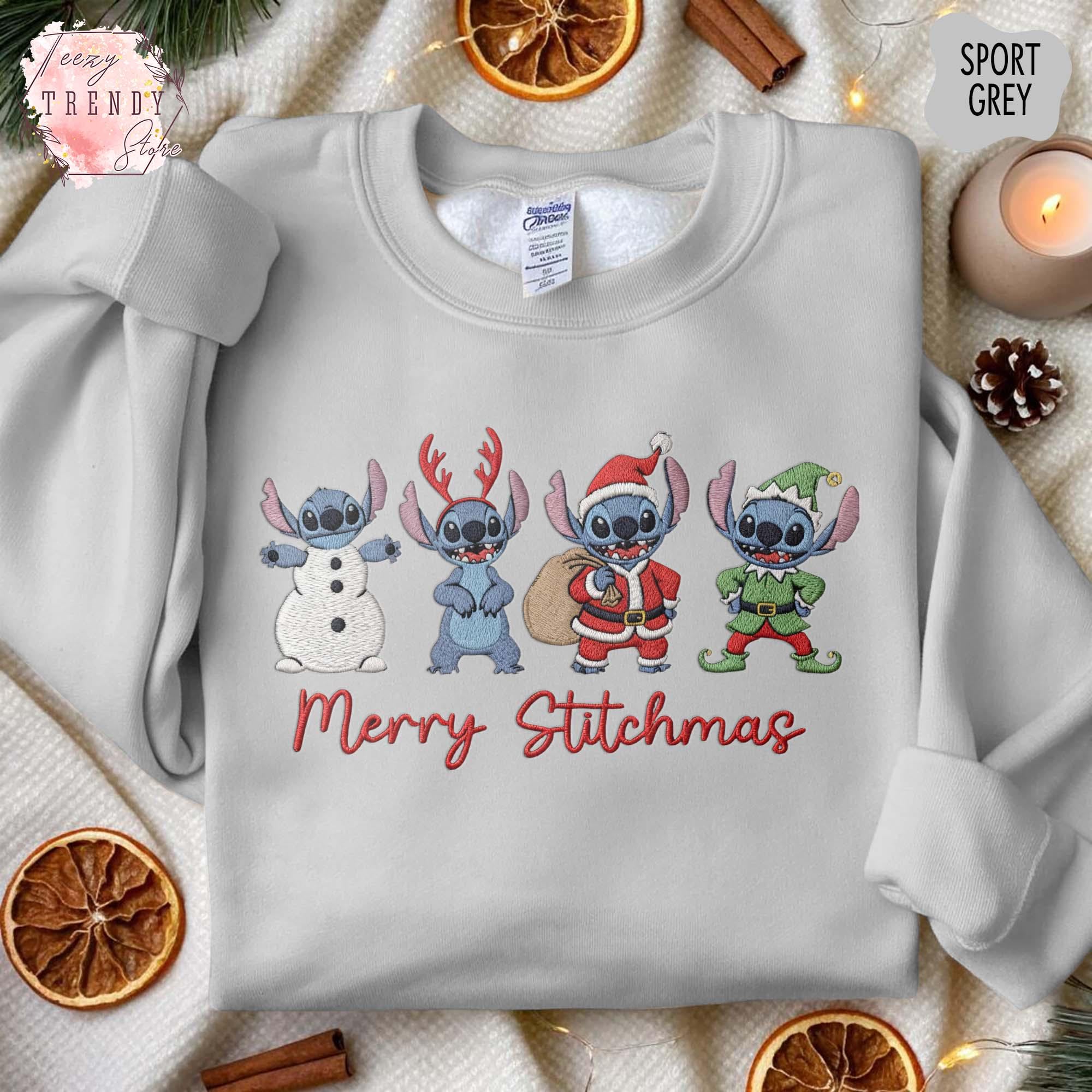 Embroidered Merry Stitchmas Sweatshirt – Cute Stitch Christmas Shirt and Cozy Disney Holiday Xmas Gift Sweater - photo 7