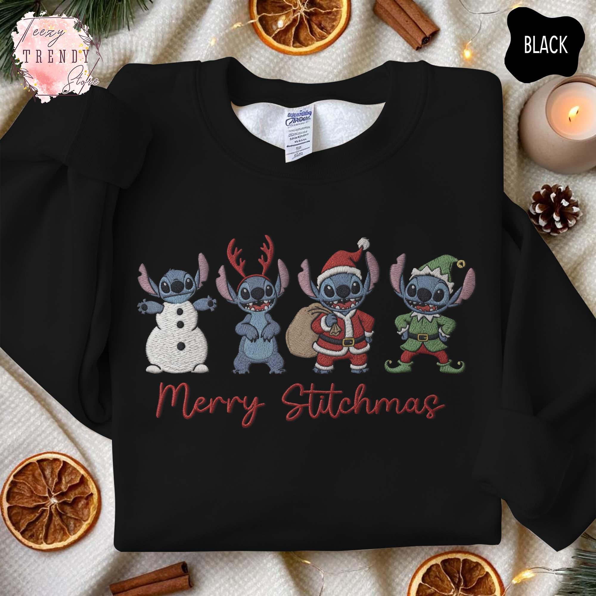 Embroidered Merry Stitchmas Sweatshirt – Cute Stitch Christmas Shirt and Cozy Disney Holiday Xmas Gift Sweater - photo 8