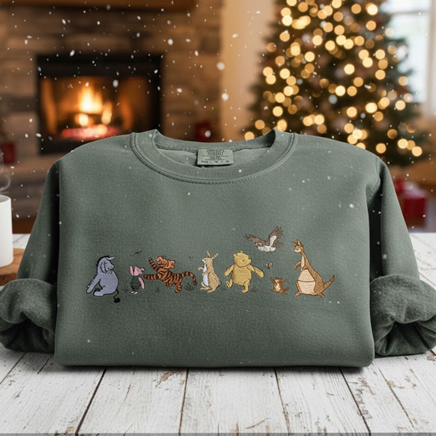 Embroidered Winnie The Pooh And Friends Bear Family Christmas Sweatshirt – Cozy Disneyland Trip Pullover And Disney Lover Gift