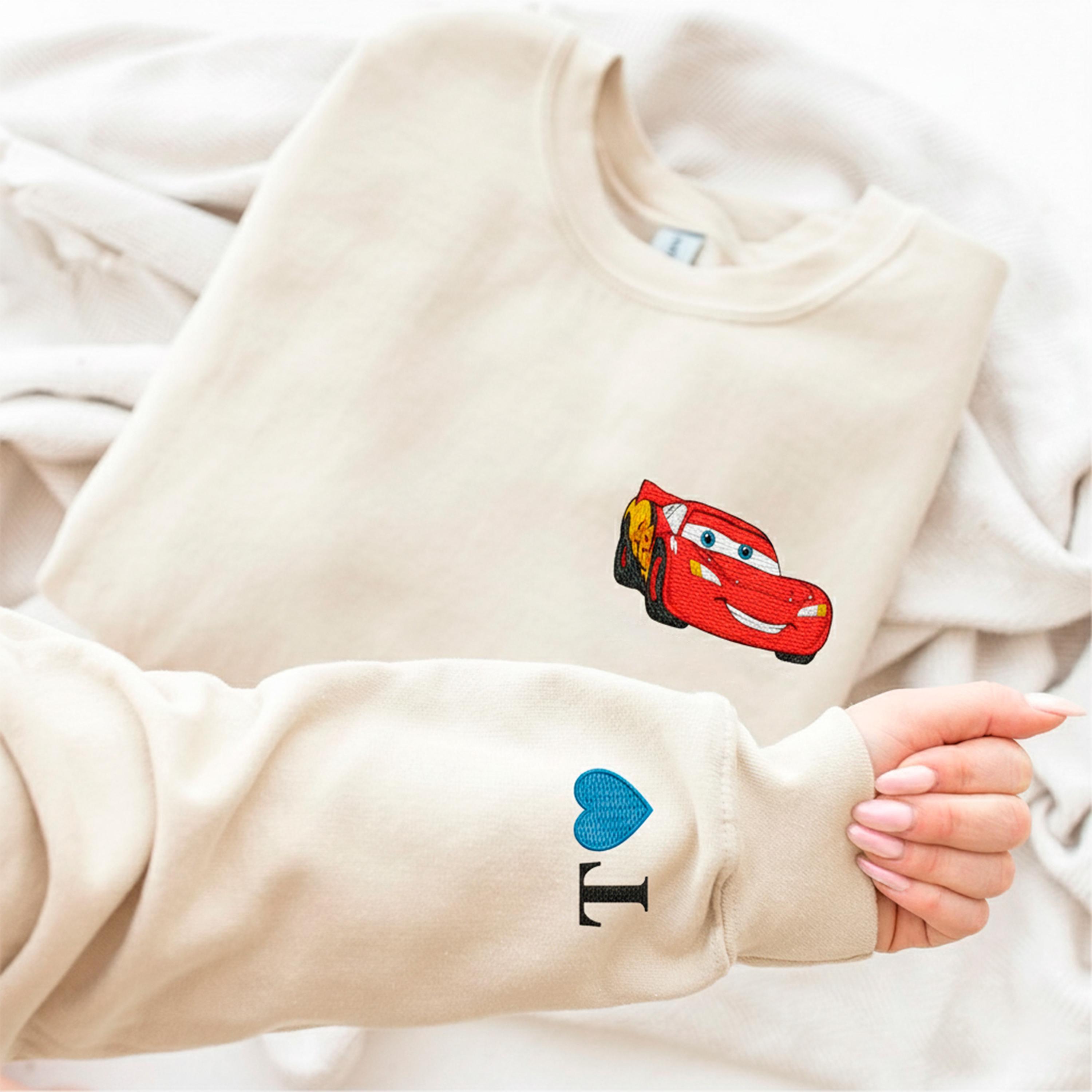 Embroidered Mc Queen And Sally Couple Sweatshirt – Disney Matching Valentine's Day Hoodie And Embroidered Crewneck - photo 2