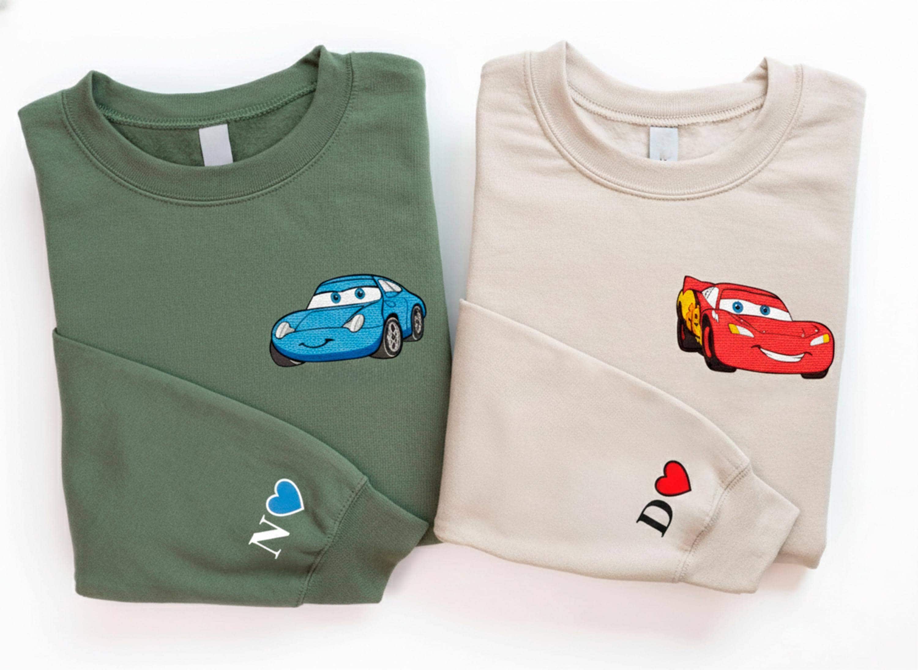 Embroidered Mc Queen And Sally Couple Sweatshirt – Disney Matching Valentine's Day Hoodie And Embroidered Crewneck - photo 3