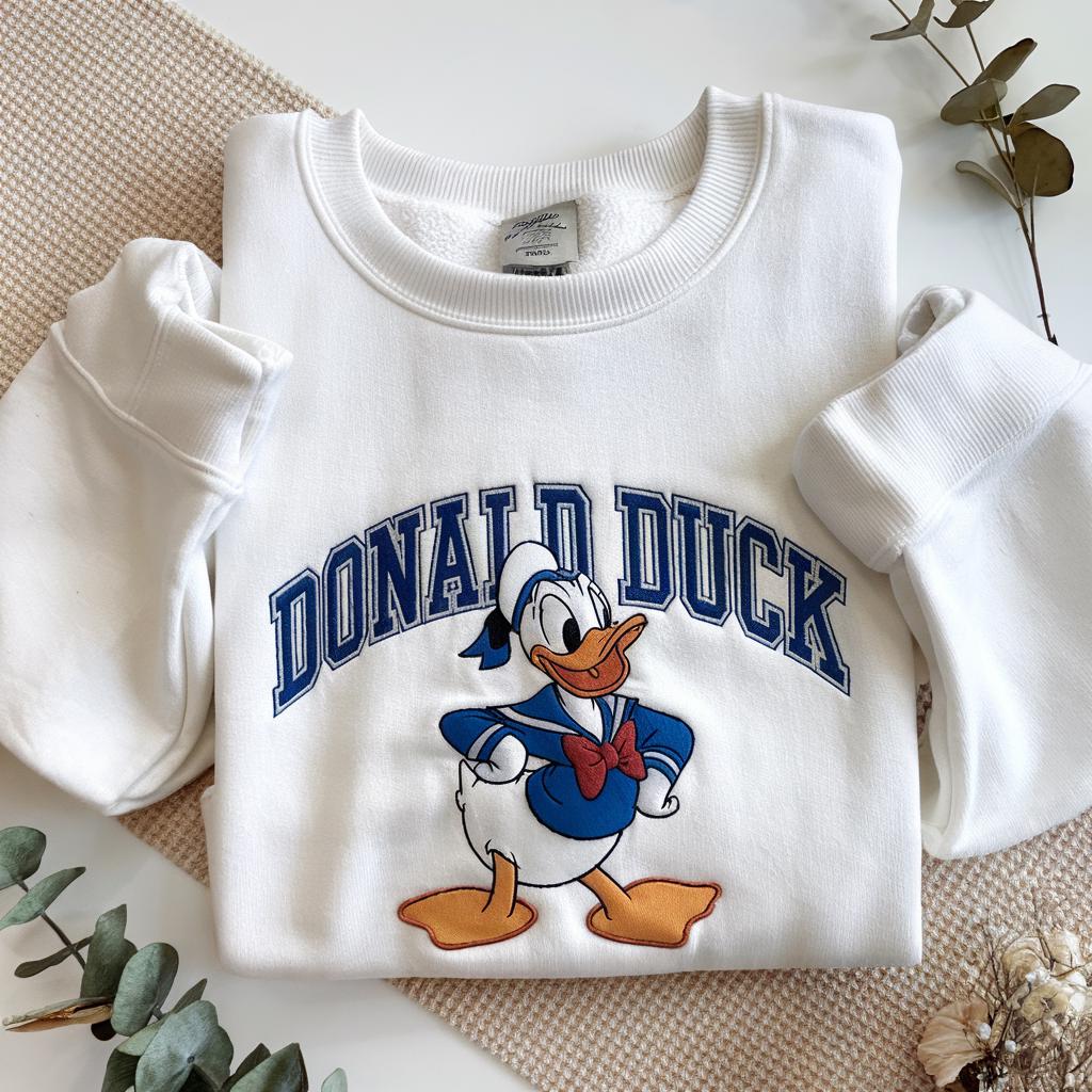 Donald Duck Est 1934 Embroidered Sweatshirt – Disney Mickey And Friends Disneyworld Trip Shirt And Tee For Park Days
