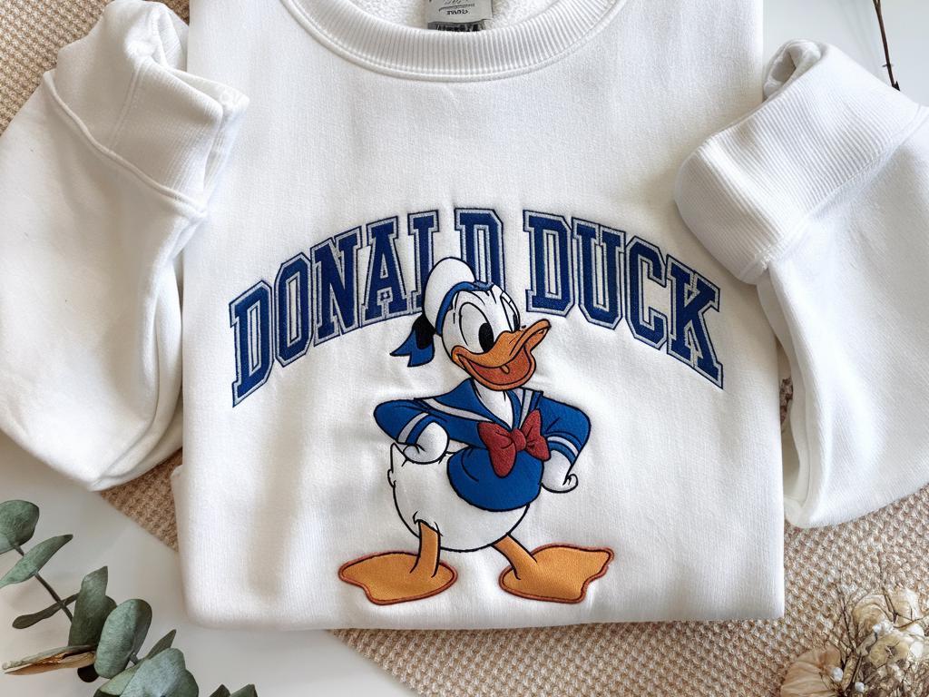 Donald Duck Est 1934 Embroidered Sweatshirt – Disney Mickey And Friends Disneyworld Trip Shirt And Tee For Park Days - photo 2