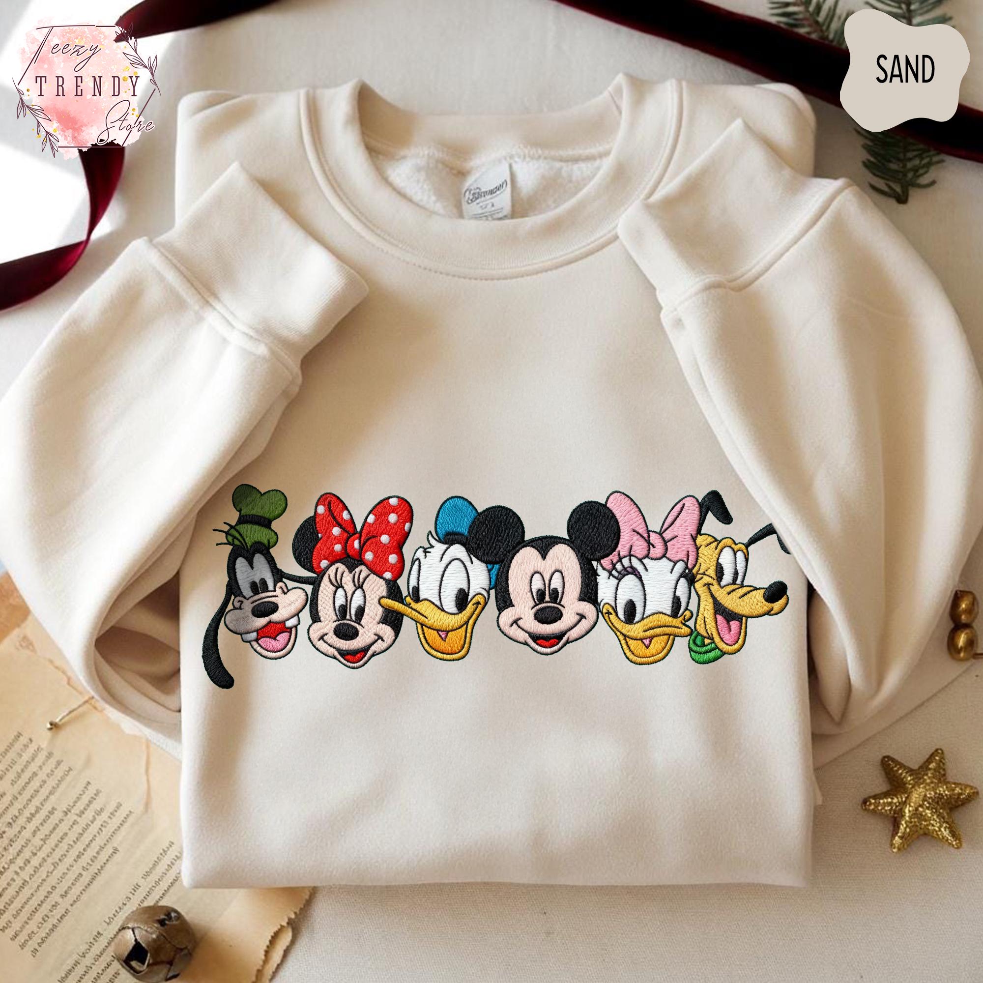 Embroidered Mickey And Friends Disney Mouse Head Tee – Magical Disney Family Trip Embroidery Shirt And Gift - photo 2