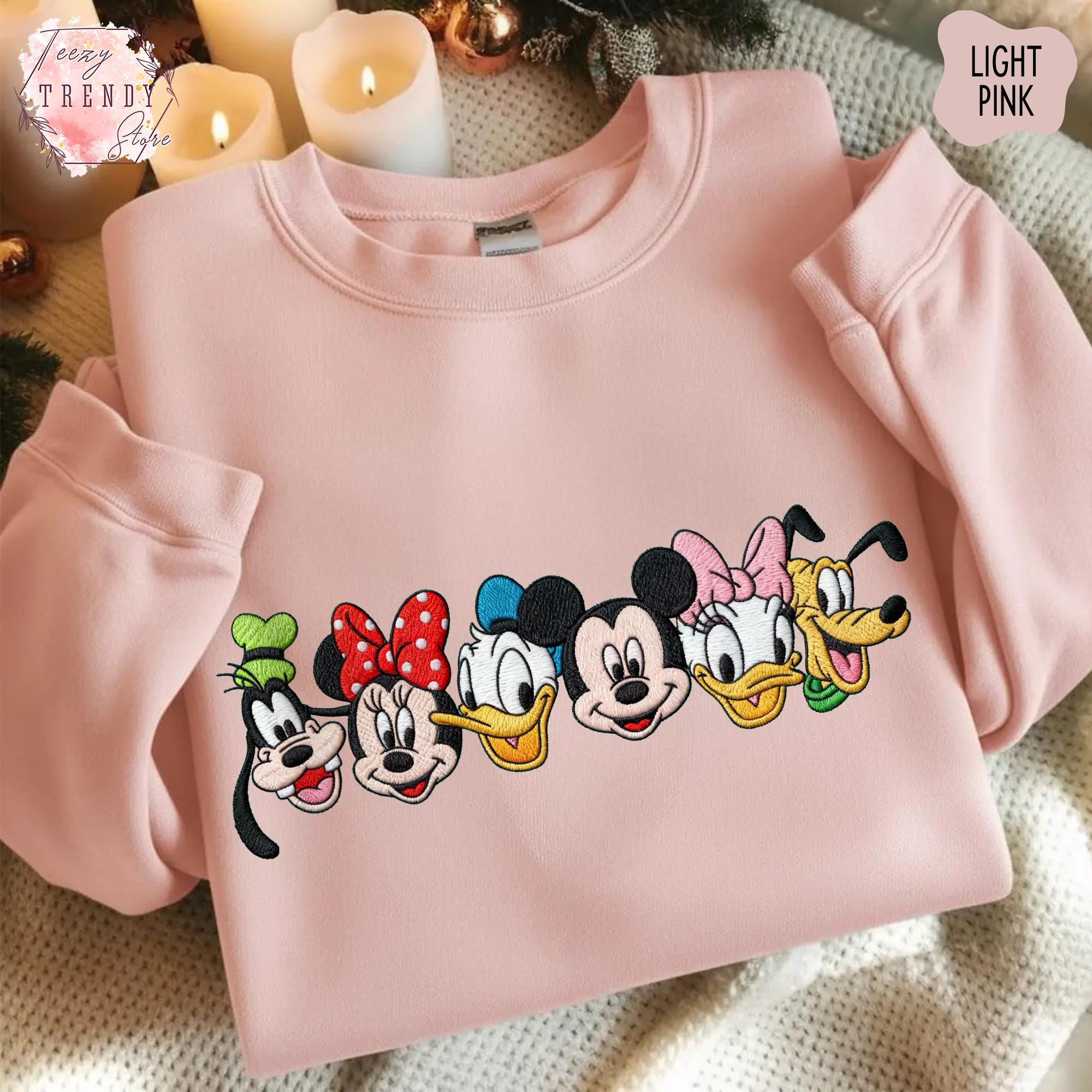 Embroidered Mickey And Friends Disney Mouse Head Tee – Magical Disney Family Trip Embroidery Shirt And Gift - photo 4