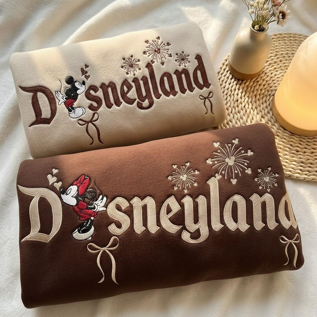 Embroidered Magical Land Couple Mouse Sweatshirt – Matching Sweethearts Sweater For A Halloween Or Honeymoon Gift