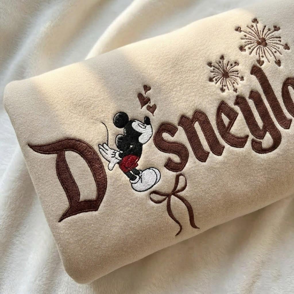 Embroidered Magical Land Couple Mouse Sweatshirt – Matching Sweethearts Sweater For A Halloween Or Honeymoon Gift - photo 2