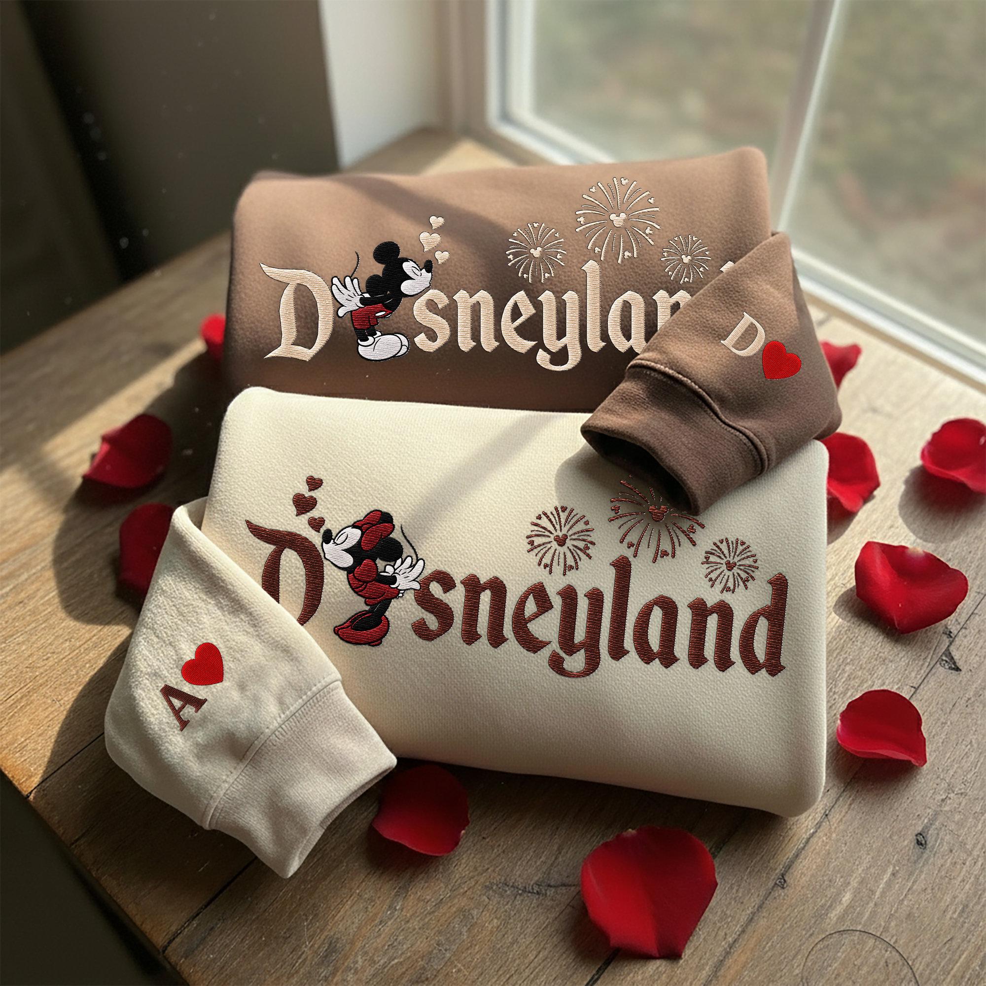Couple Mouse And Girlfriend Embroidered Sweatshirt – Magical Land Valentines Embroidered Hoodie For A Honeymoon Gift