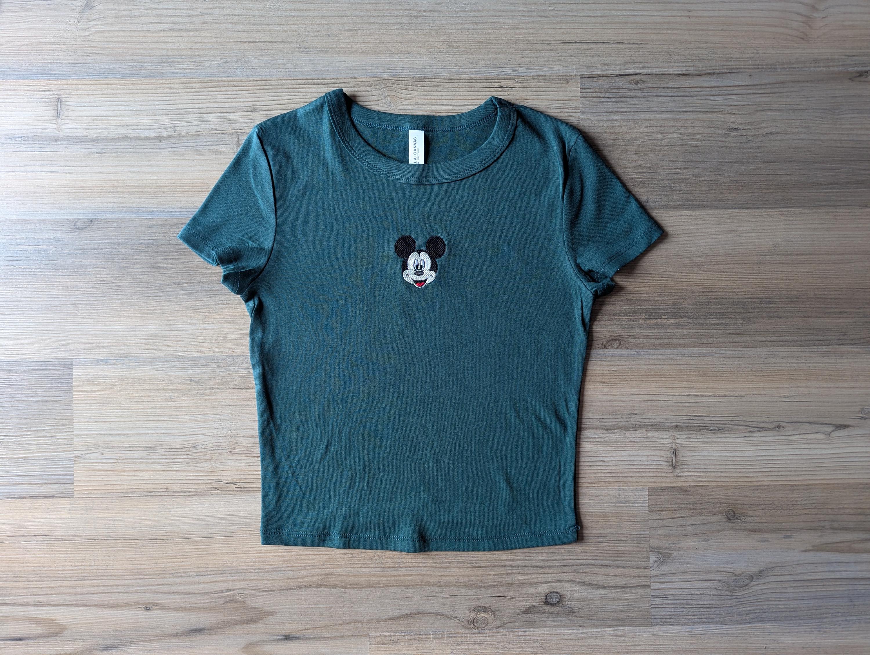 Mickey Mouse Embroidery Crop Tank And Brown Baby Tee – Simple Y2K Disneyworld WDW Unisex Tshirt For Women And Men - photo 16