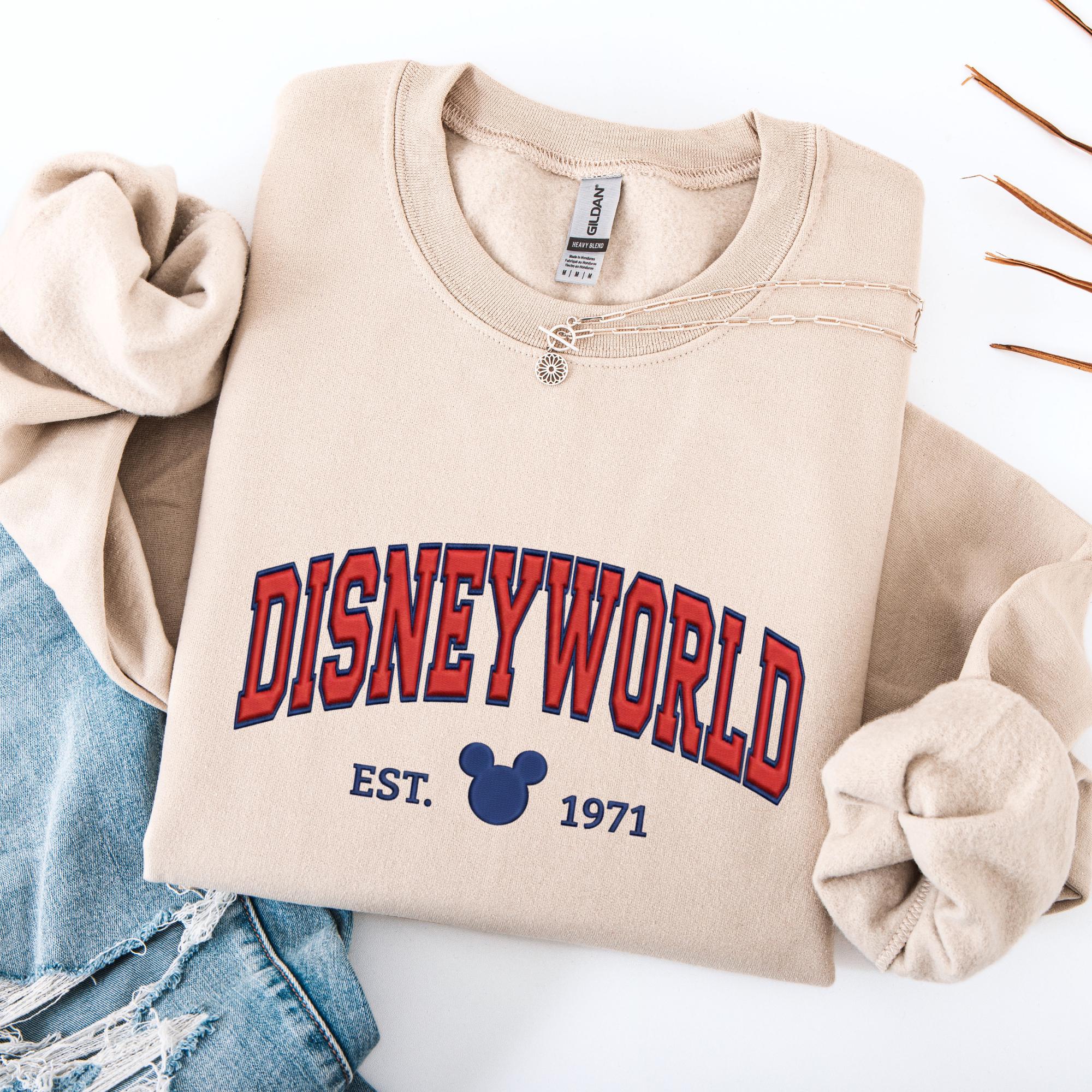Disneyworld Embroidered Sweatshirt With Mickey Est 1971 Design – Classic Disney Crewneck Pullover For Park Days - photo 2