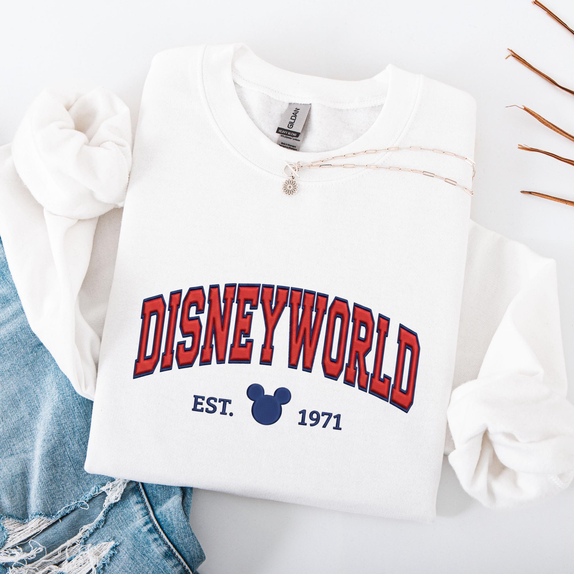 Disneyworld Embroidered Sweatshirt With Mickey Est 1971 Design – Classic Disney Crewneck Pullover For Park Days - photo 3