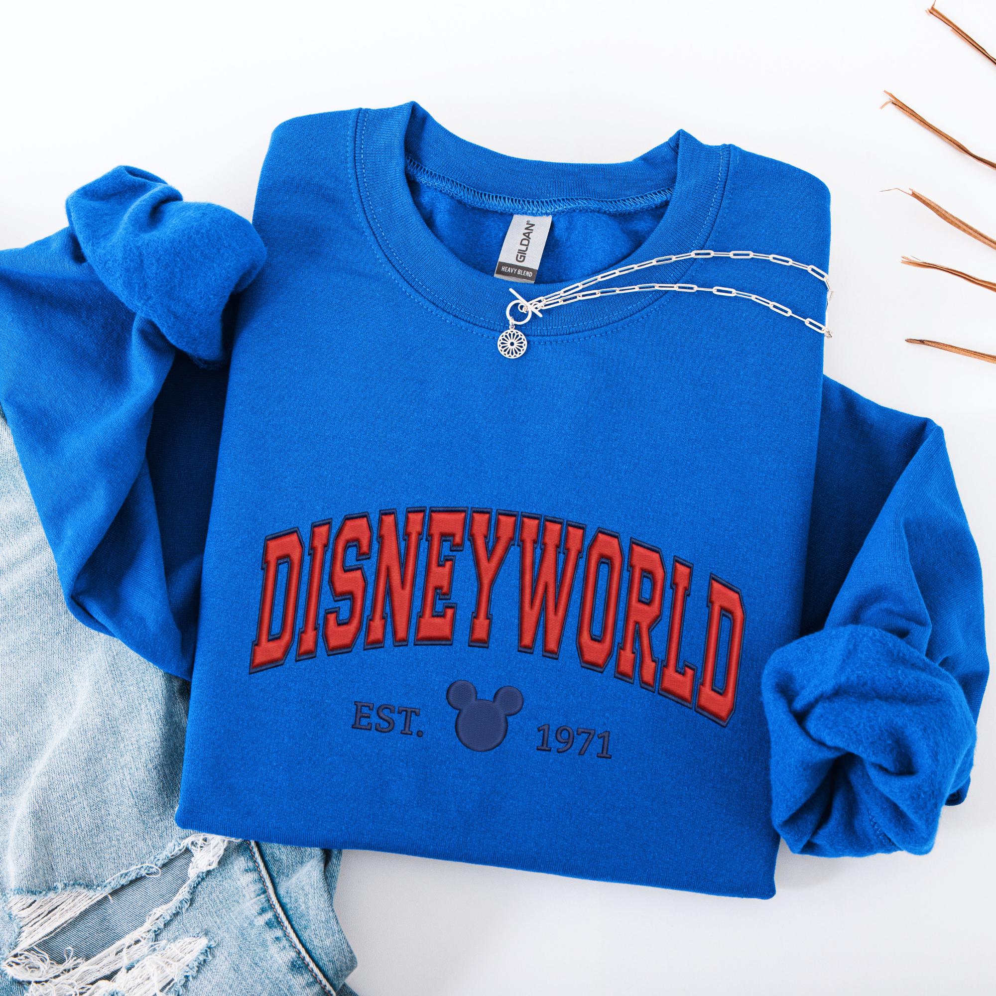 Disneyworld Embroidered Sweatshirt With Mickey Est 1971 Design – Classic Disney Crewneck Pullover For Park Days - photo 4