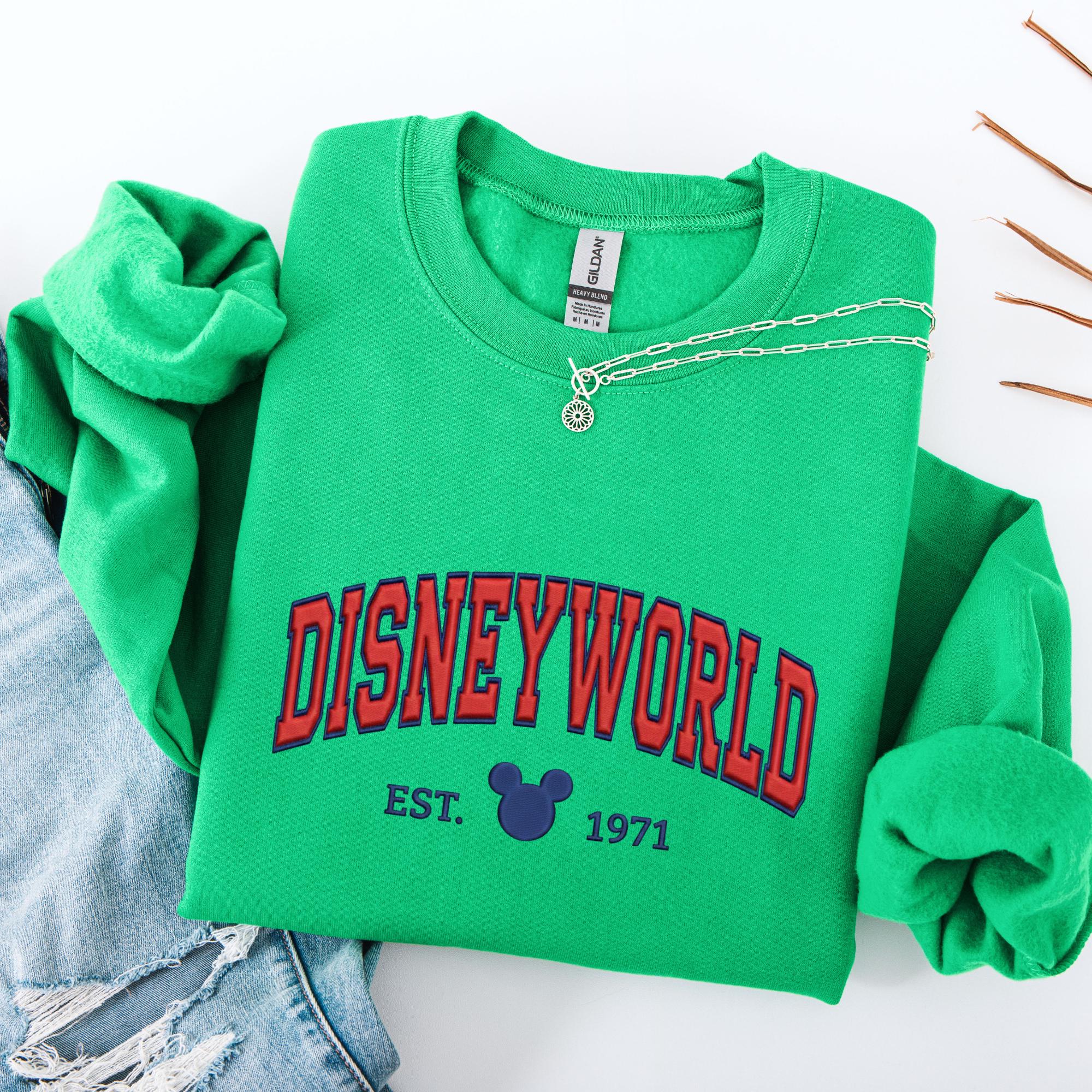 Disneyworld Embroidered Sweatshirt With Mickey Est 1971 Design – Classic Disney Crewneck Pullover For Park Days - photo 5