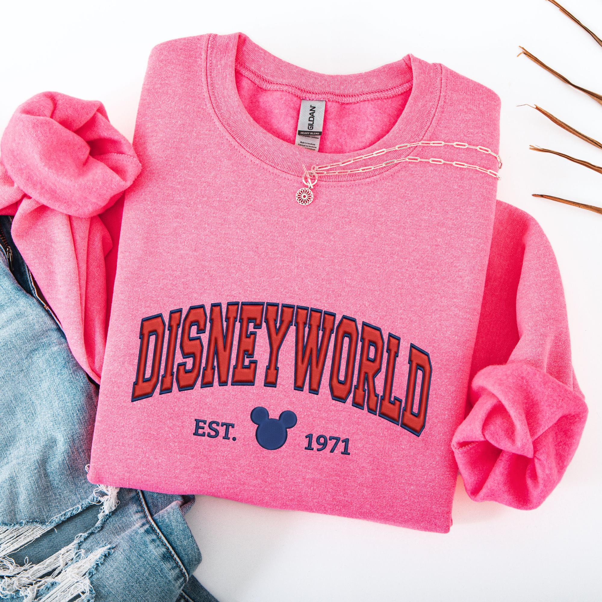 Disneyworld Embroidered Sweatshirt With Mickey Est 1971 Design – Classic Disney Crewneck Pullover For Park Days - photo 7