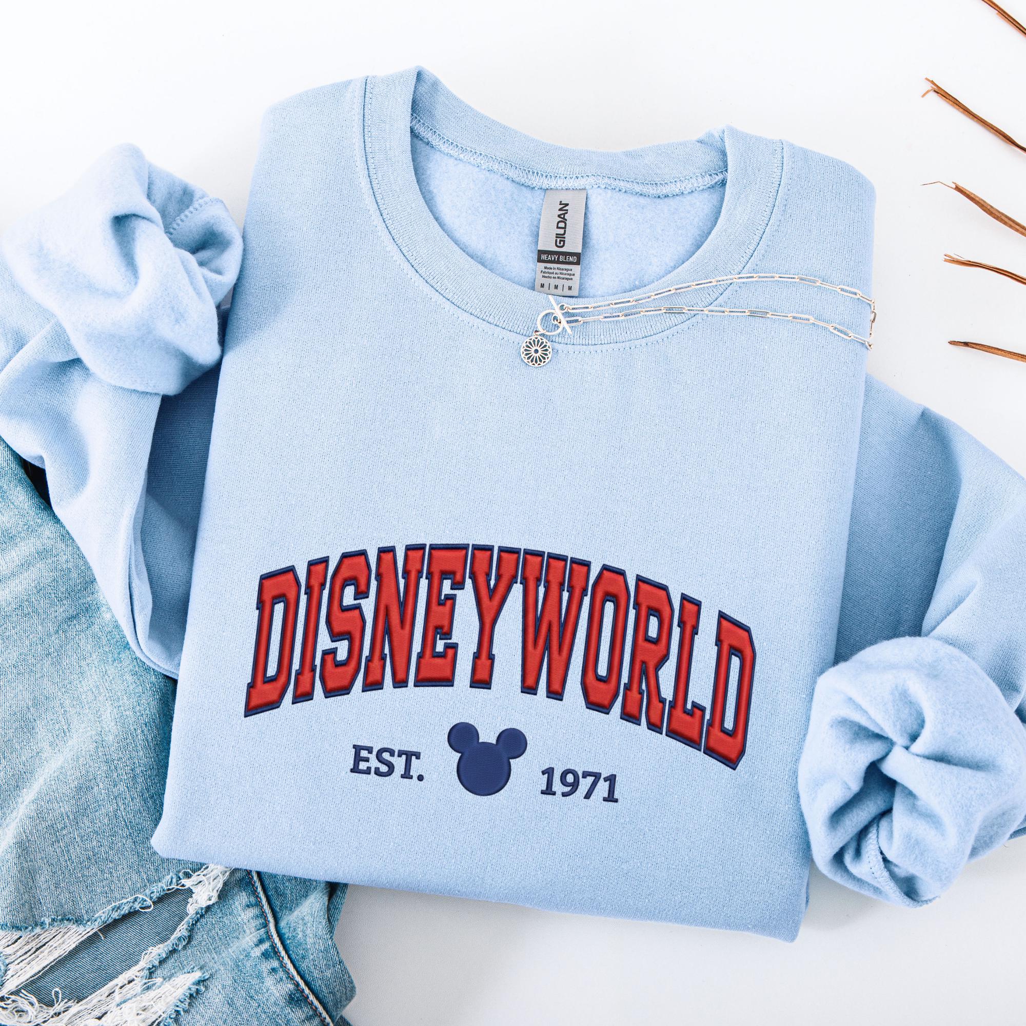 Disneyworld Embroidered Sweatshirt With Mickey Est 1971 Design – Classic Disney Crewneck Pullover For Park Days - photo 8