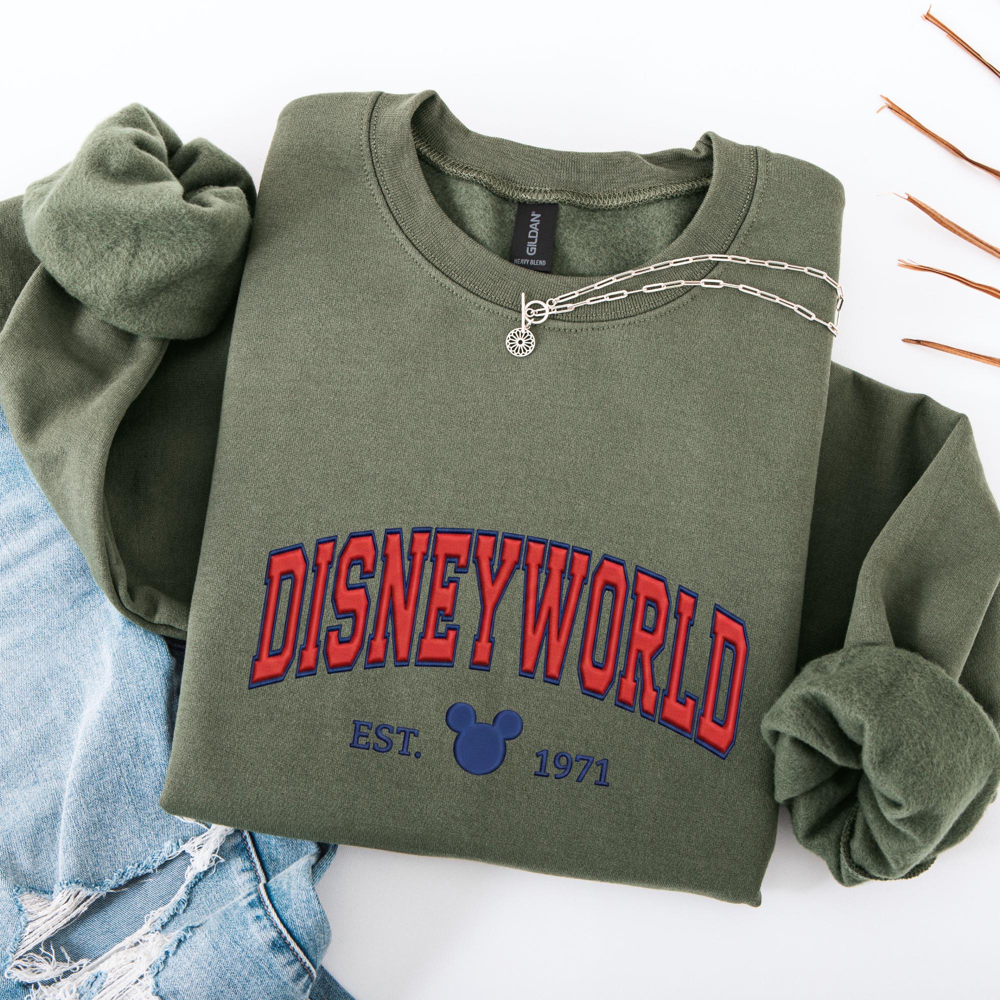 Disneyworld Embroidered Sweatshirt With Mickey Est 1971 Design – Classic Disney Crewneck Pullover For Park Days - photo 9