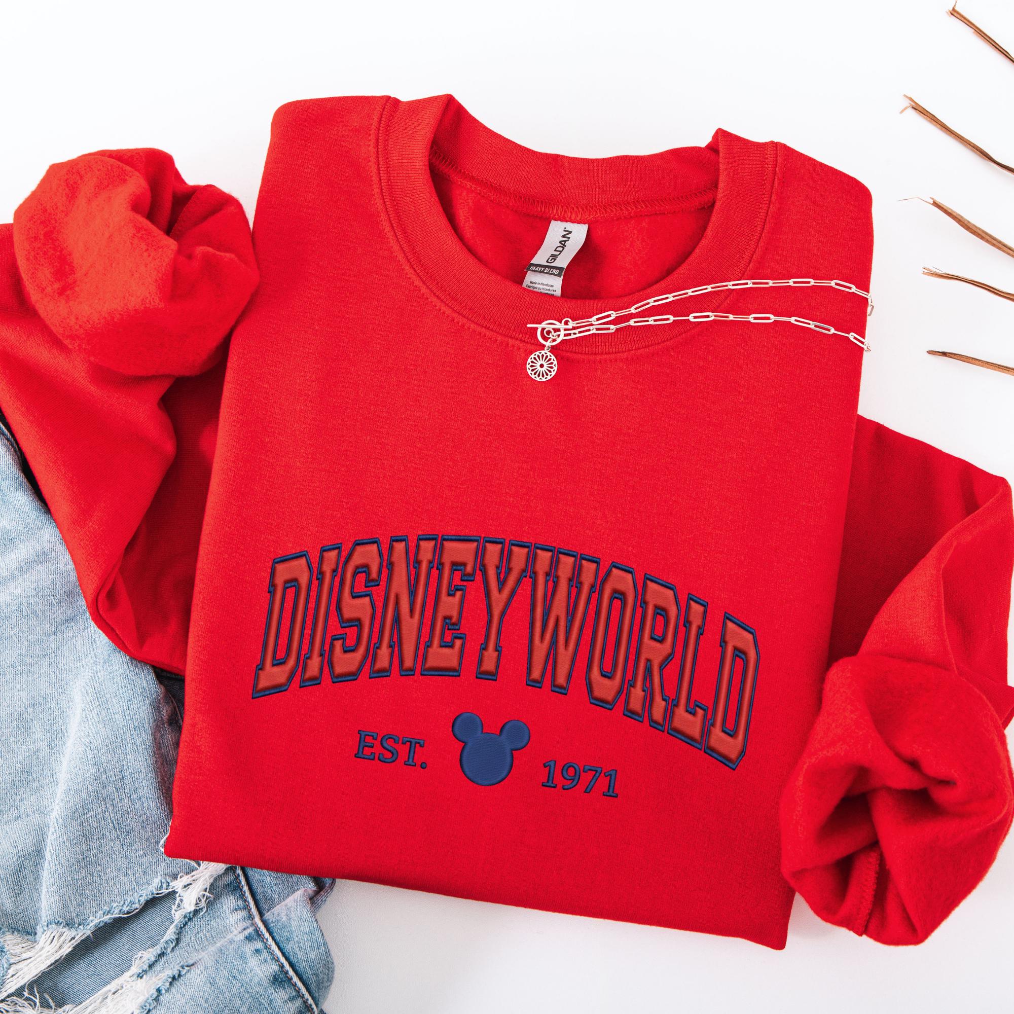 Disneyworld Embroidered Sweatshirt With Mickey Est 1971 Design – Classic Disney Crewneck Pullover For Park Days - photo 10
