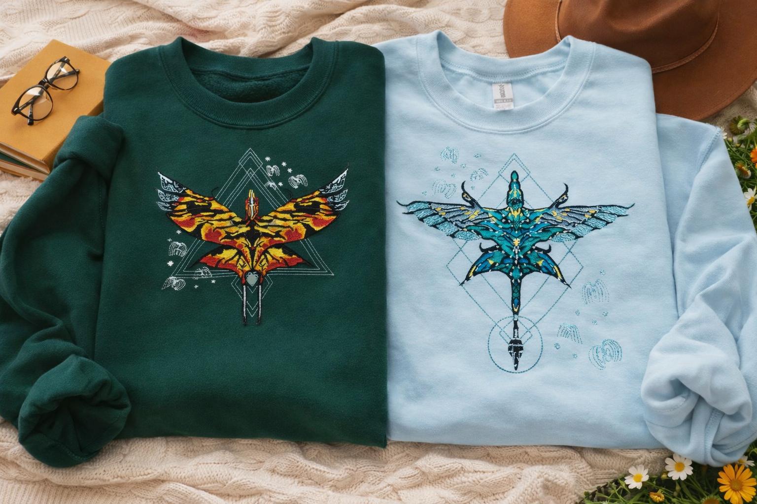 Embroidered Avatar Fire And Ash Sweatshirt With Toruk And Ilu – Pandora Couple Hoodie And Disney Fan Gift Shirt