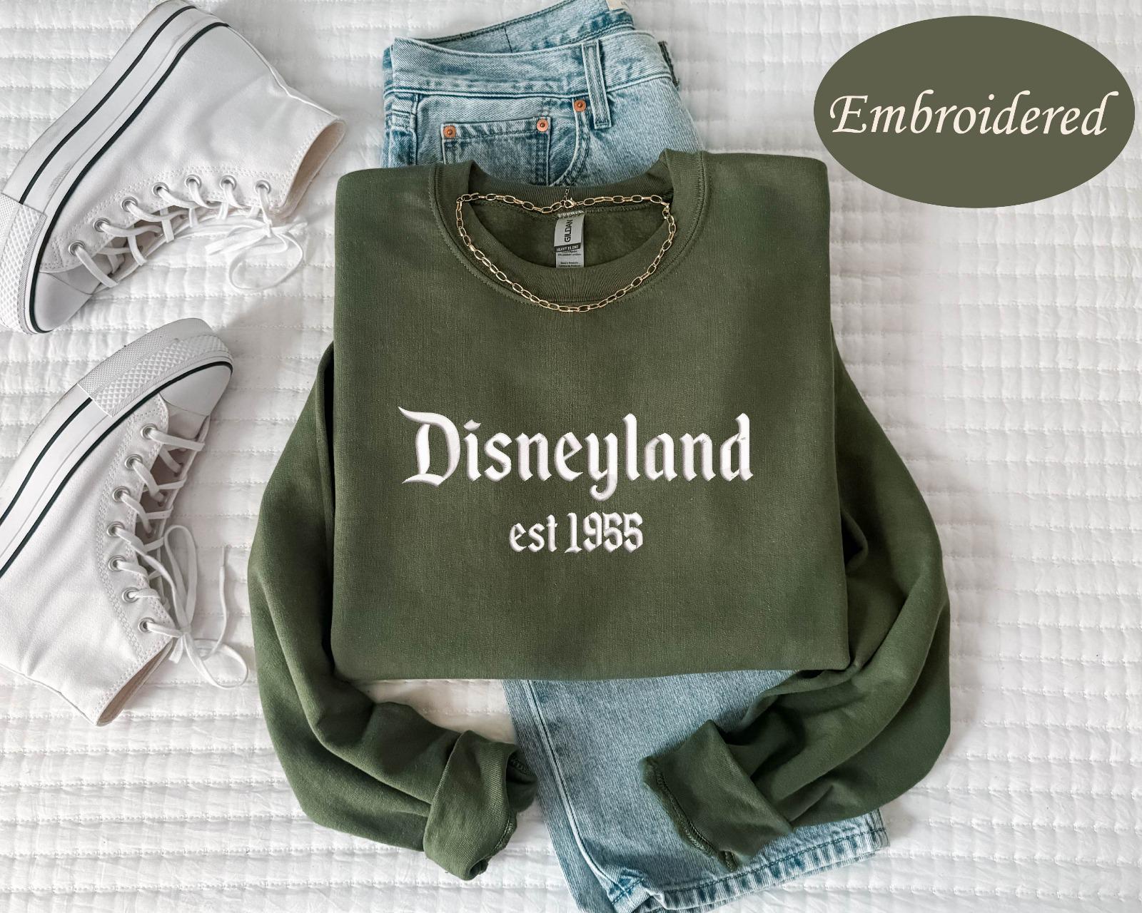 Embroidered Disneyland Est 1955 Sweatshirt With Mickey And Friends – Cute Embroidery Crewneck Sweat For A Disneyland Trip - photo 2