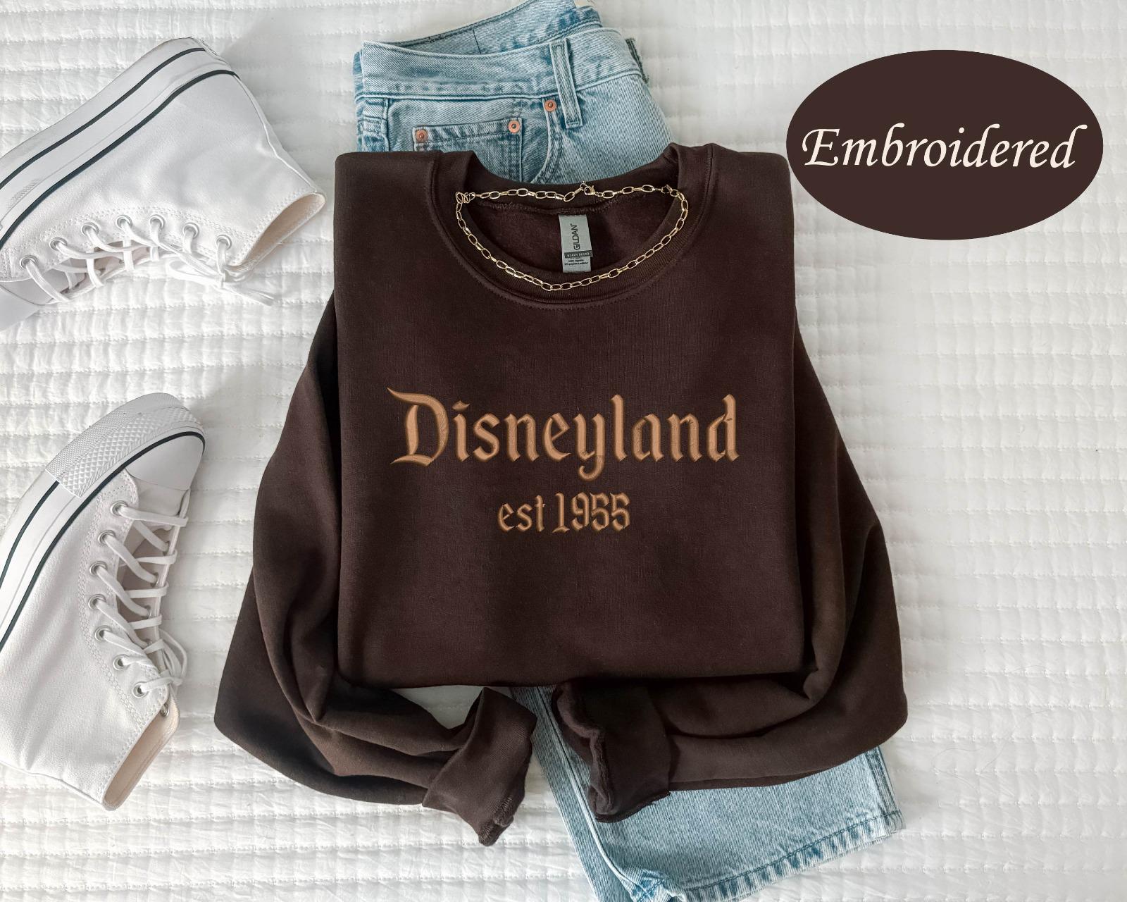 Embroidered Disneyland Est 1955 Sweatshirt With Mickey And Friends – Cute Embroidery Crewneck Sweat For A Disneyland Trip - photo 3