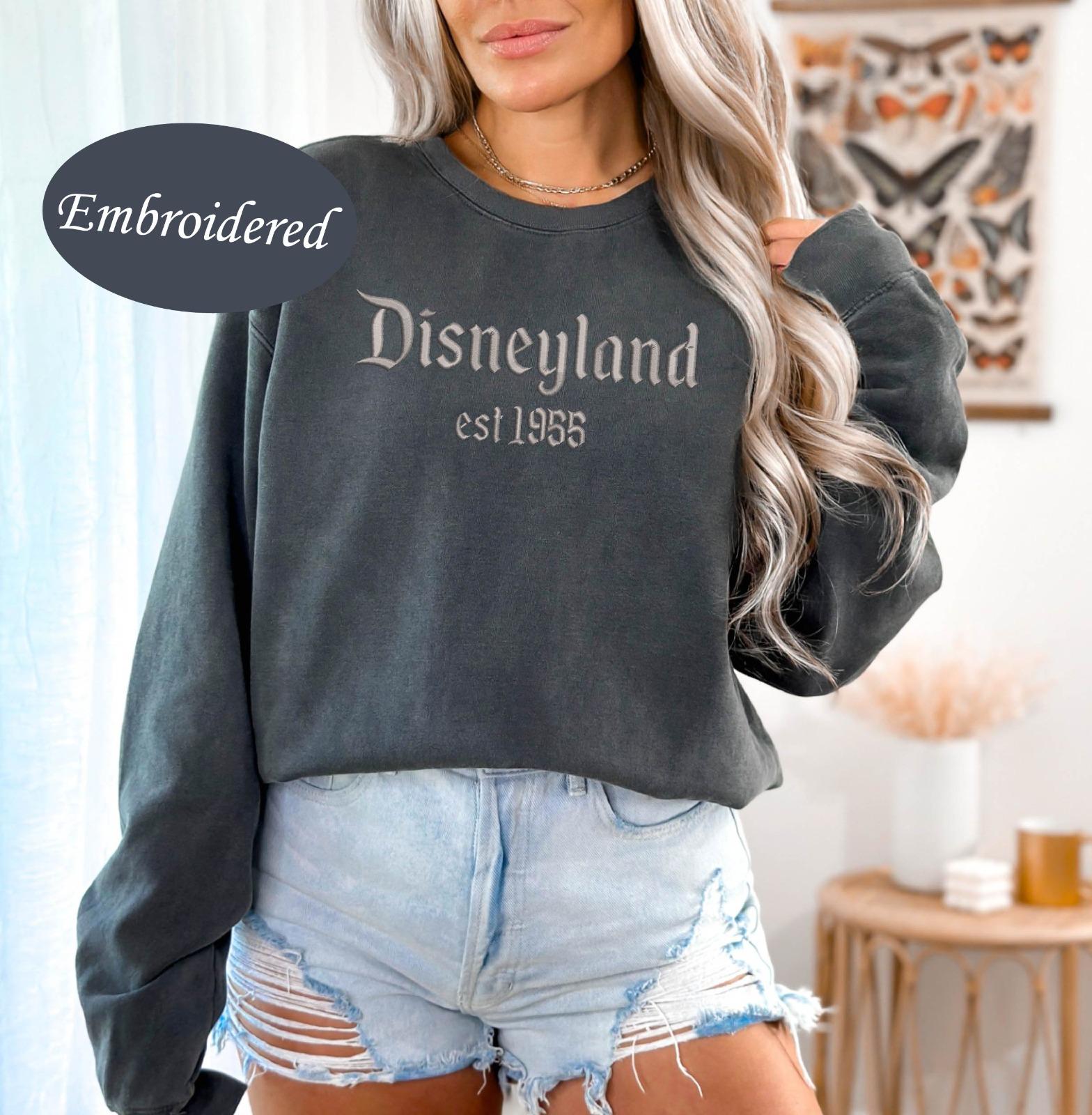 Embroidered Disneyland Est 1955 Sweatshirt With Mickey And Friends – Cute Embroidery Crewneck Sweat For A Disneyland Trip - photo 4