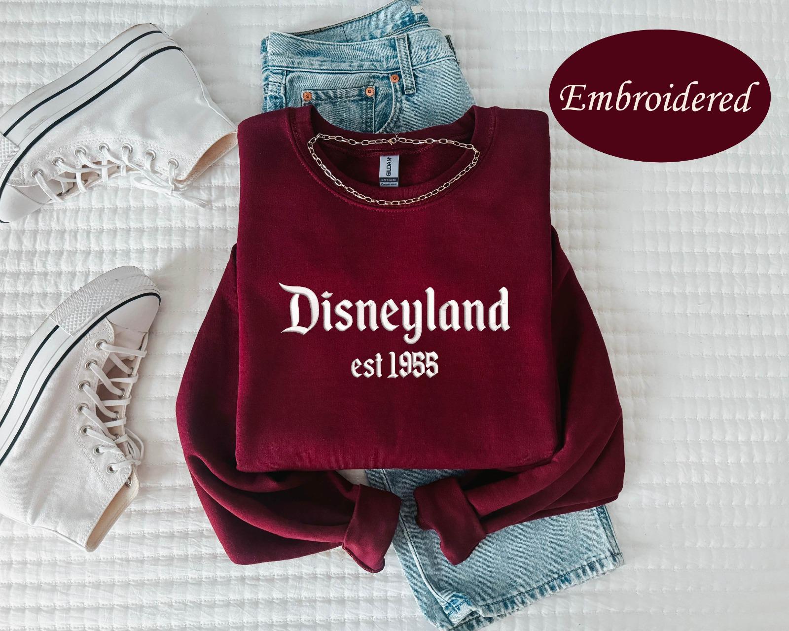 Embroidered Disneyland Est 1955 Sweatshirt With Mickey And Friends – Cute Embroidery Crewneck Sweat For A Disneyland Trip - photo 7