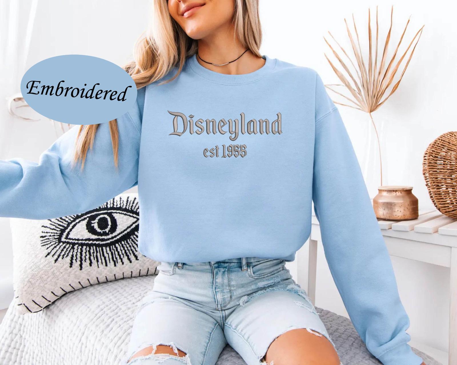 Embroidered Disneyland Est 1955 Sweatshirt With Mickey And Friends – Cute Embroidery Crewneck Sweat For A Disneyland Trip - photo 8