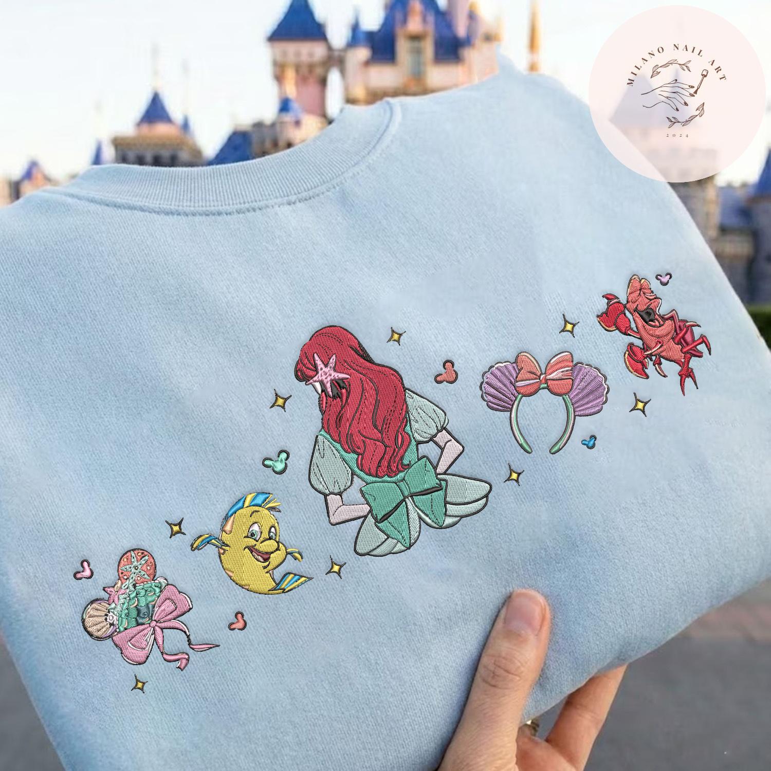 Embroidered Retro Little Mermaid Ariel Disney Princess Shirt – Girly Aesthetic Mermaid Tshirt Sweatshirt Or Hoodie
