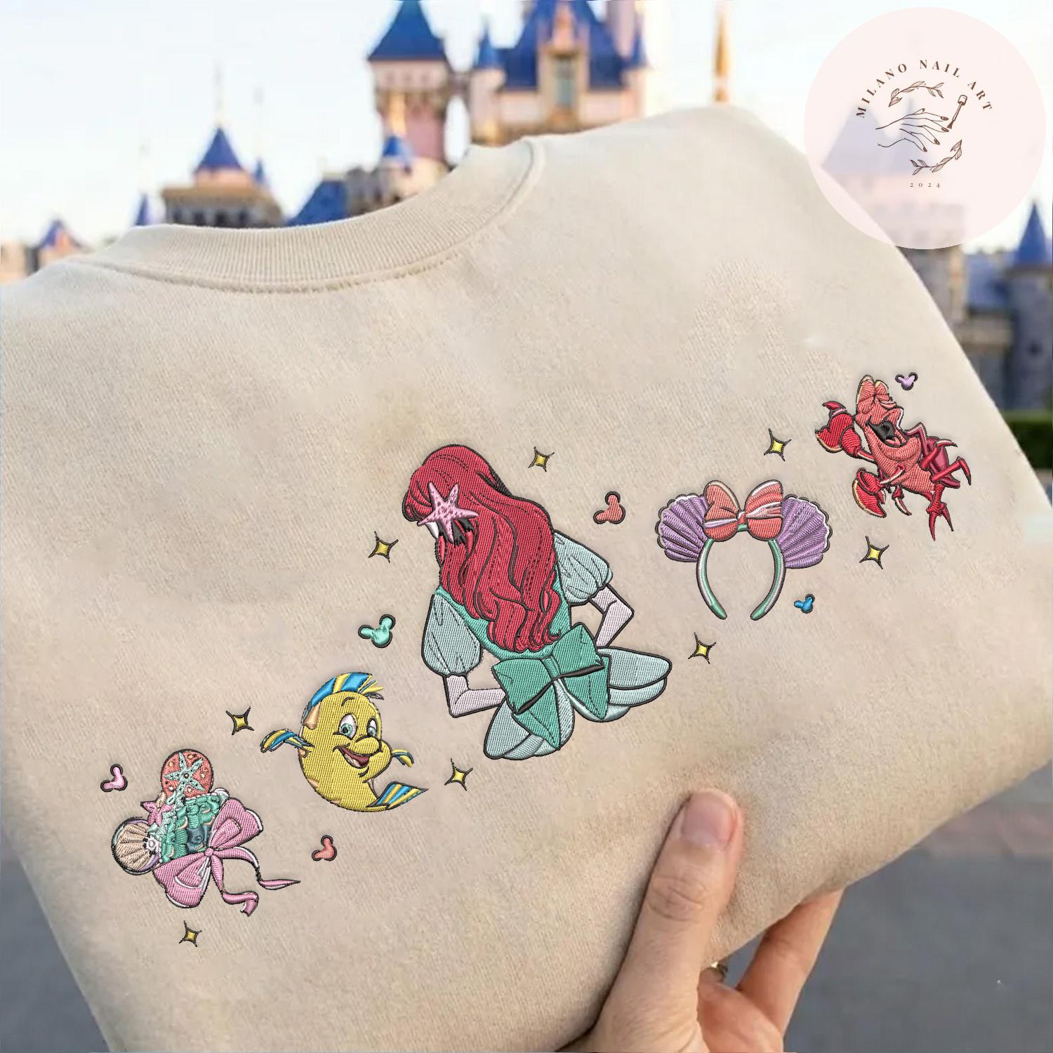 Embroidered Retro Little Mermaid Ariel Disney Princess Shirt – Girly Aesthetic Mermaid Tshirt Sweatshirt Or Hoodie - photo 2