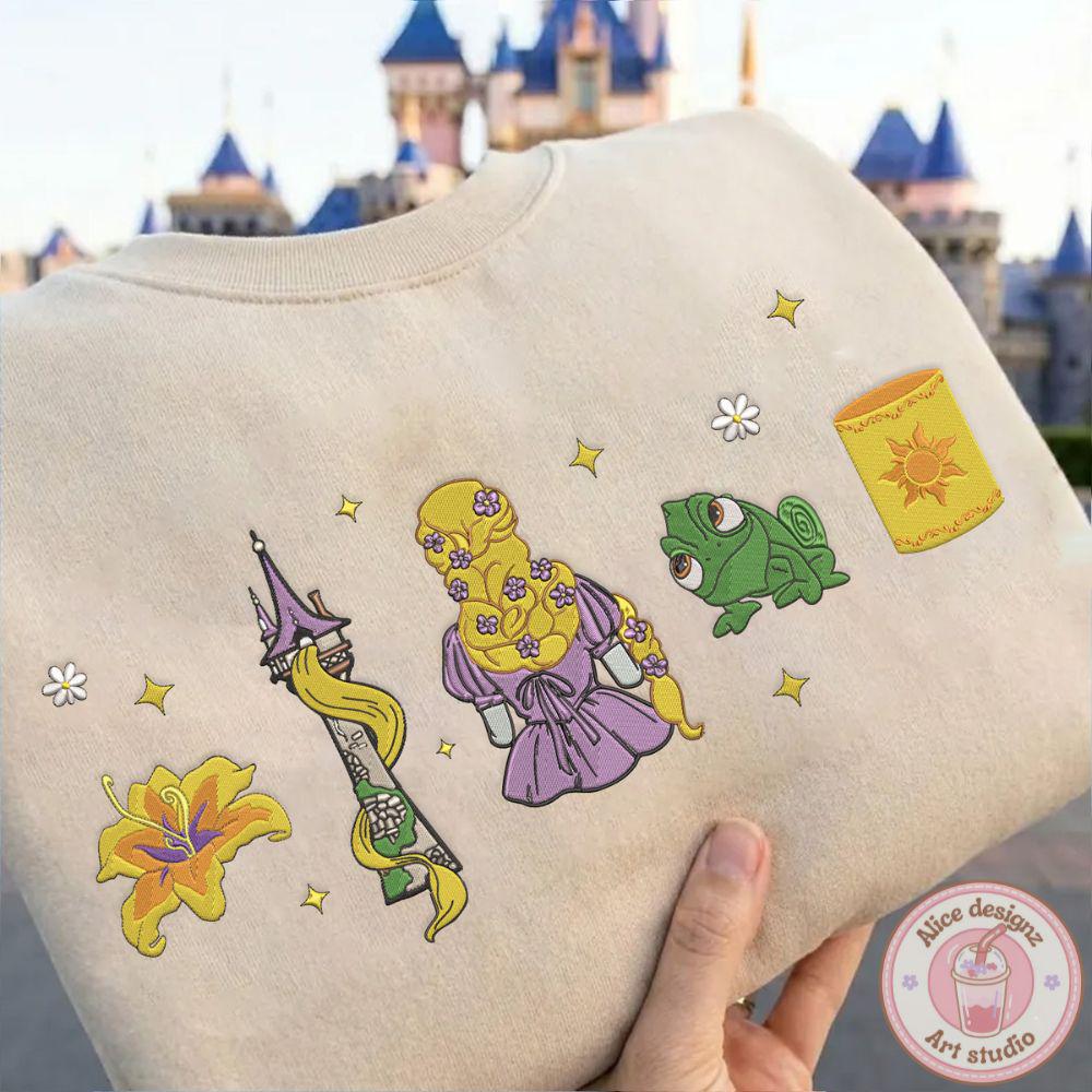 Embroidered Rapunzel And Pascal Disney Tangled Princess Tshirt Sweatshirt Or Hoodie – Magic Kingdom WDW Disneyland Shirt