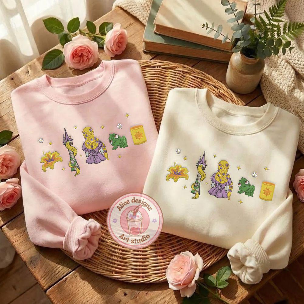 Embroidered Rapunzel And Pascal Disney Tangled Princess Tshirt Sweatshirt Or Hoodie – Magic Kingdom WDW Disneyland Shirt - photo 2