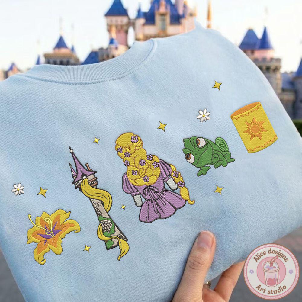 Embroidered Rapunzel And Pascal Disney Tangled Princess Tshirt Sweatshirt Or Hoodie – Magic Kingdom WDW Disneyland Shirt - photo 3