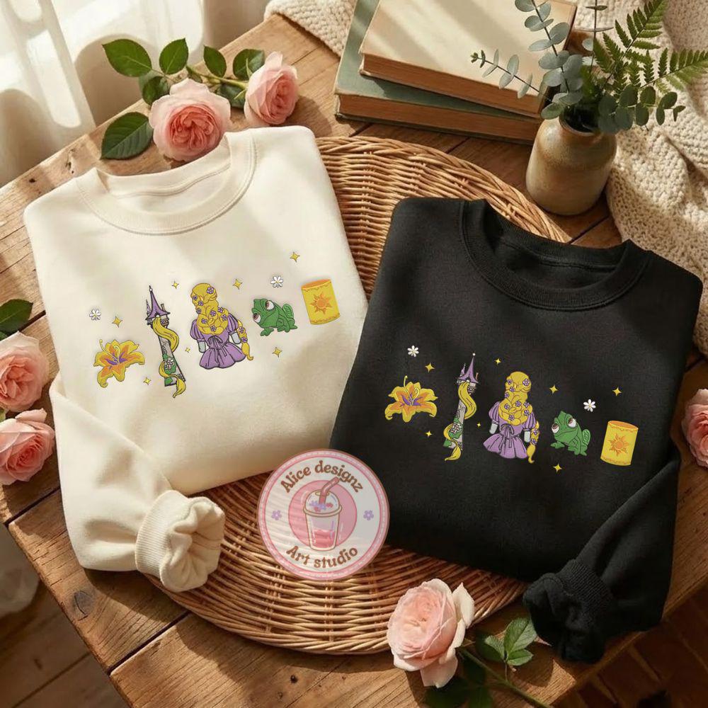Embroidered Rapunzel And Pascal Disney Tangled Princess Tshirt Sweatshirt Or Hoodie – Magic Kingdom WDW Disneyland Shirt - photo 4