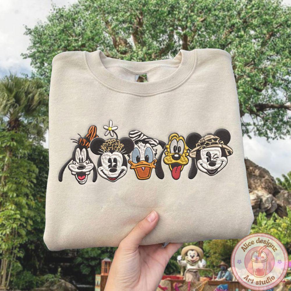 Embroidered Mickey And Friends Animal Kingdom T-Shirt Sweatshirt Or Hoodie – Disney Leopard Let's Get Wild WDW Disneyland Shirt