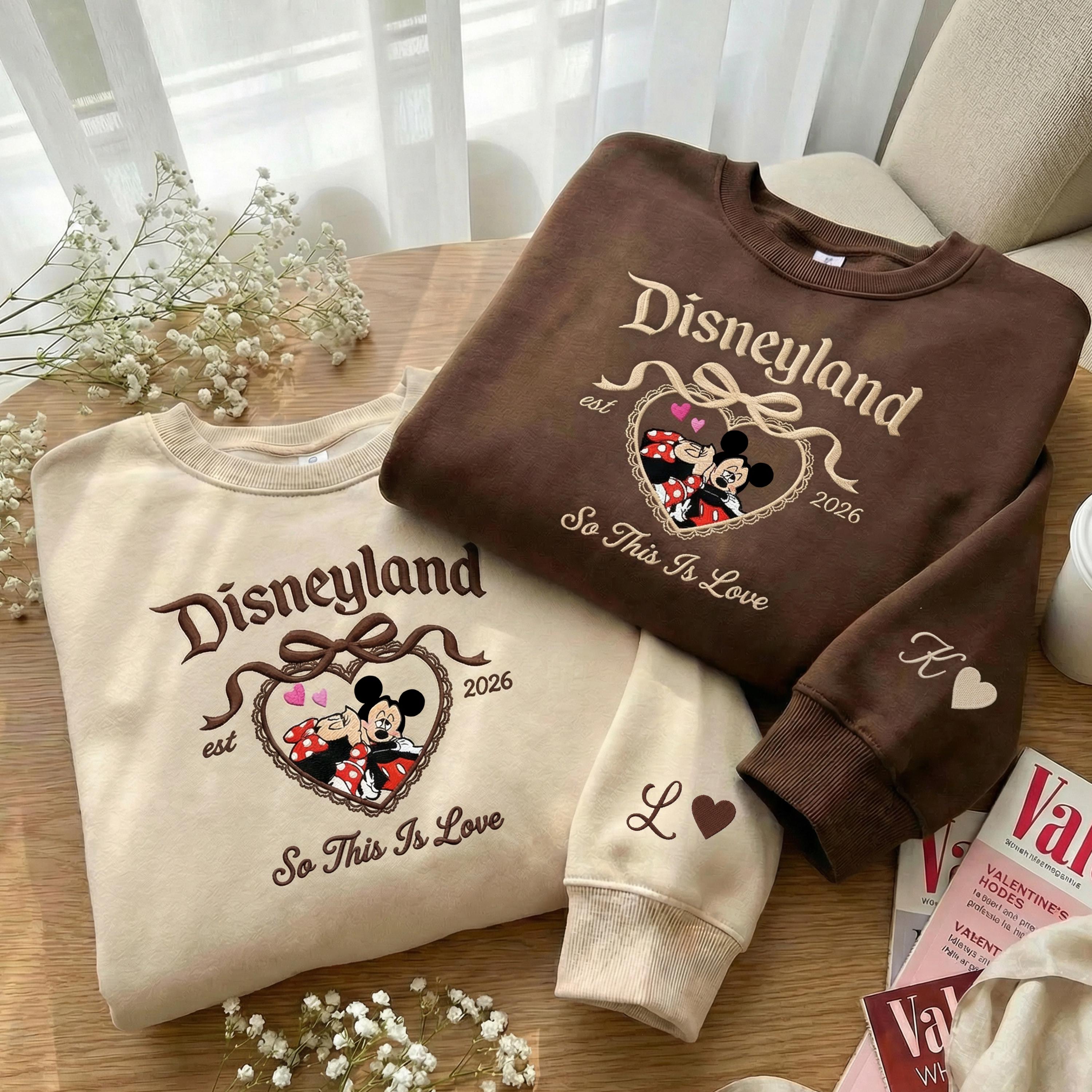 Embroidered Mickey And Minnie Couple Shirt – WDW Disneyland Valentine Tee And Disney Sweetheart Valentine Outfit