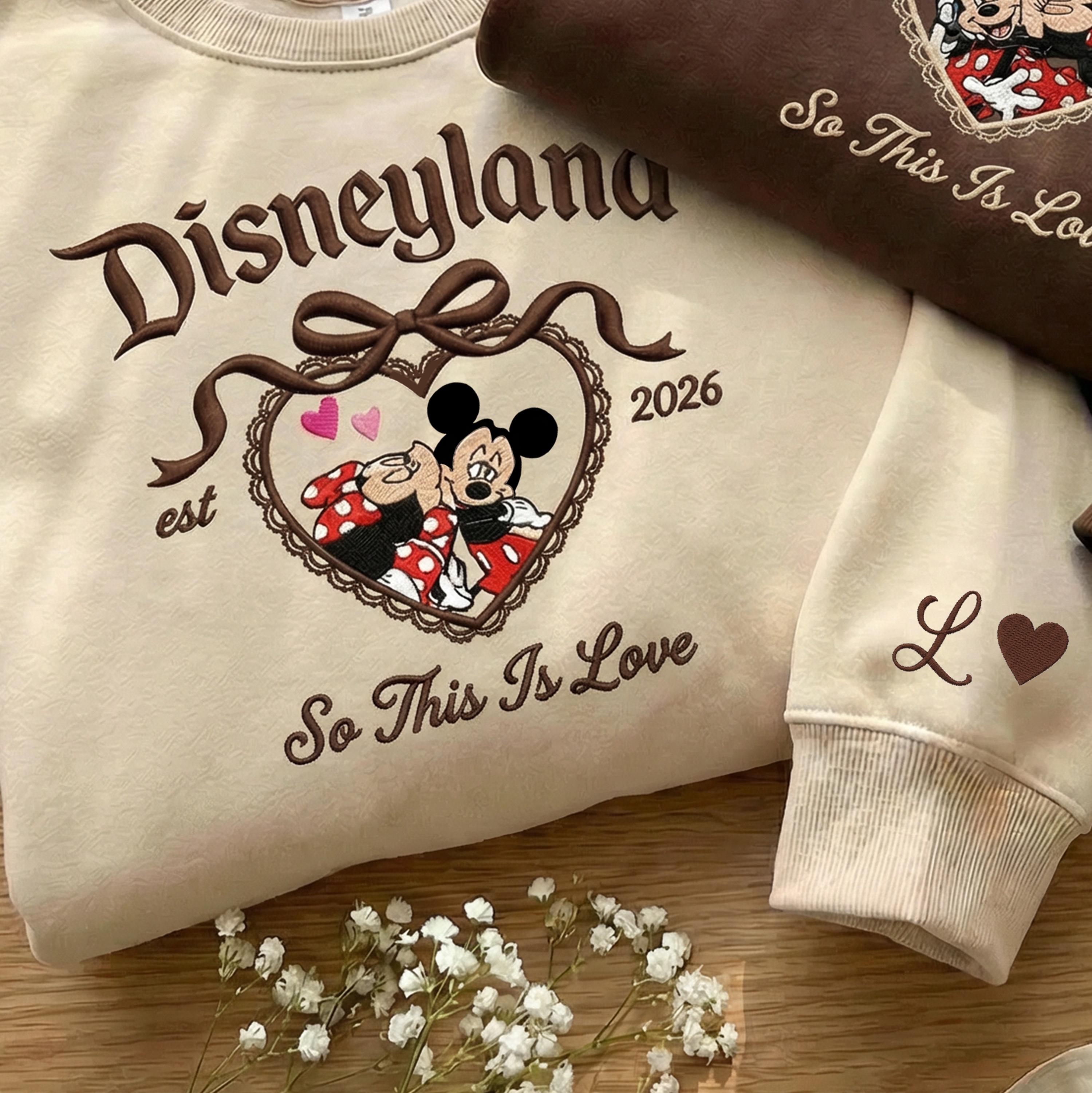Embroidered Mickey And Minnie Couple Shirt – WDW Disneyland Valentine Tee And Disney Sweetheart Valentine Outfit - photo 2