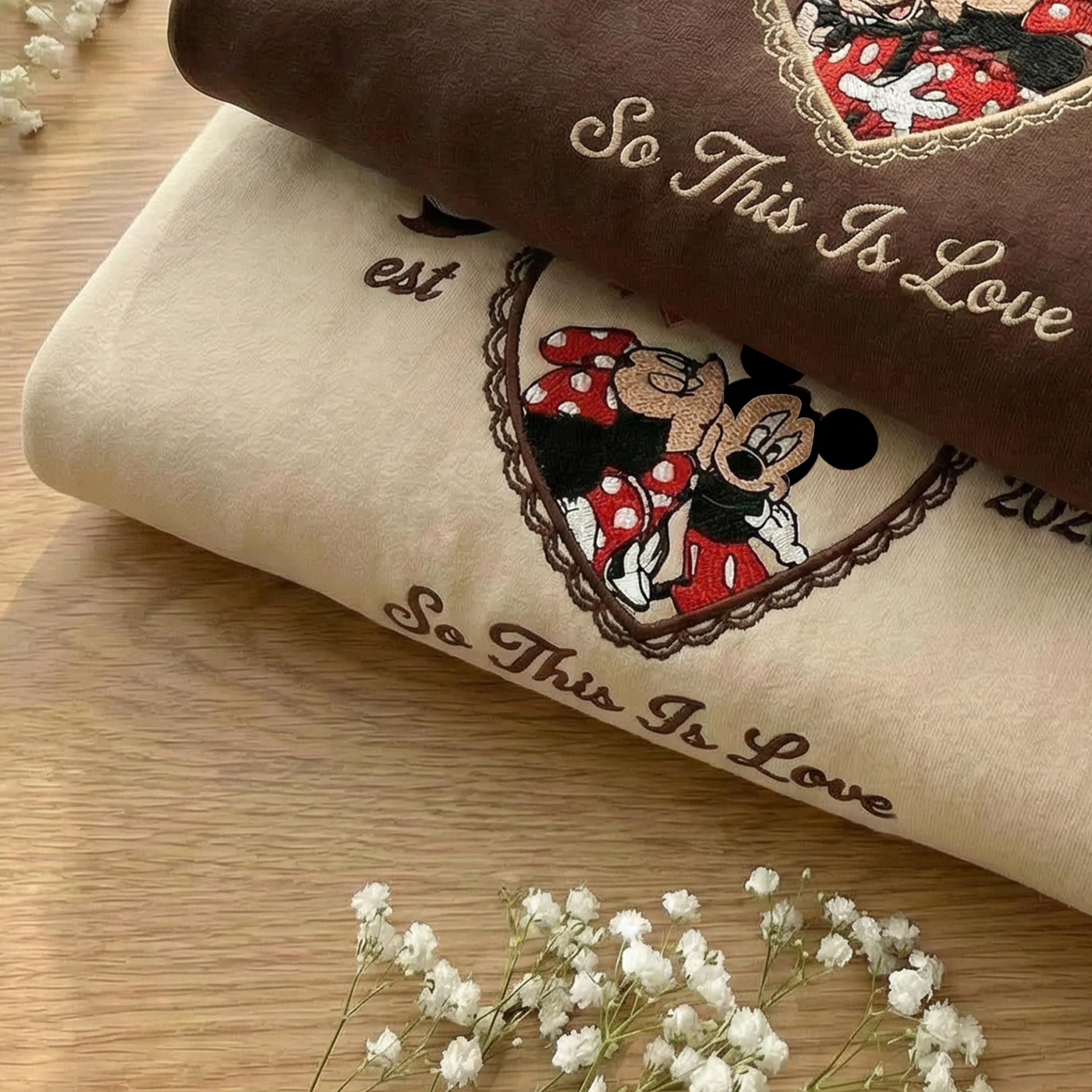 Embroidered Mickey And Minnie Couple Shirt – WDW Disneyland Valentine Tee And Disney Sweetheart Valentine Outfit - photo 3