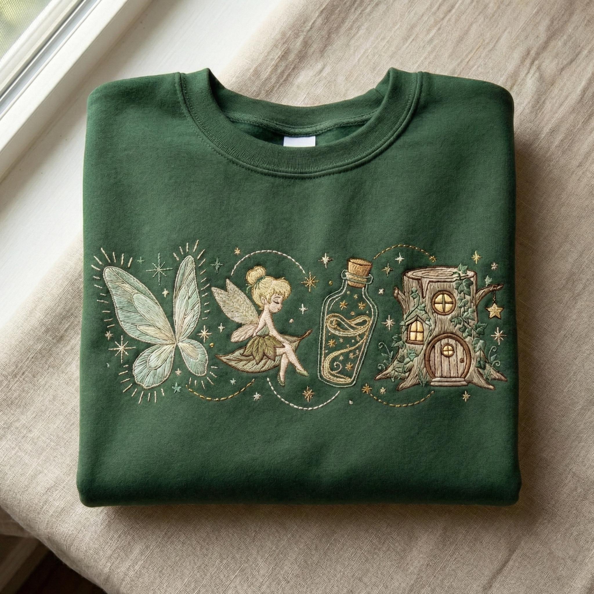 Vintage Tinker Bell Embroidered Sweatshirt – Neverland Fairy Magic Kingdom Tshirt And Magical Family Vacation Holiday Princess Tee - photo 2