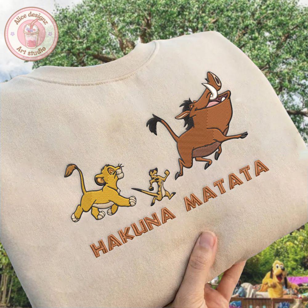 Embroidered The Lion King Hakuna Matata Animal Kingdom T-Shirt Sweatshirt Or Hoodie – Disney Adventure WDW Disneyland Shirt