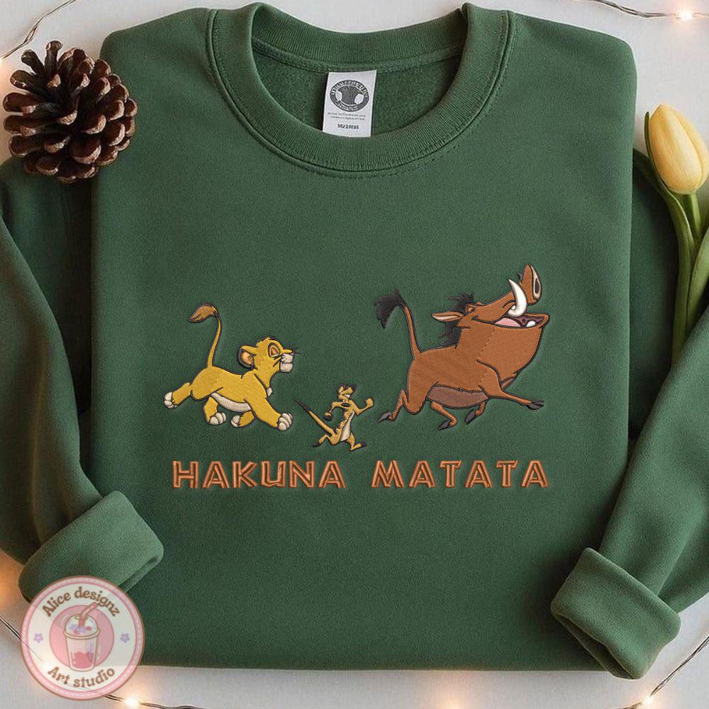 Embroidered The Lion King Hakuna Matata Animal Kingdom T-Shirt Sweatshirt Or Hoodie – Disney Adventure WDW Disneyland Shirt - photo 2