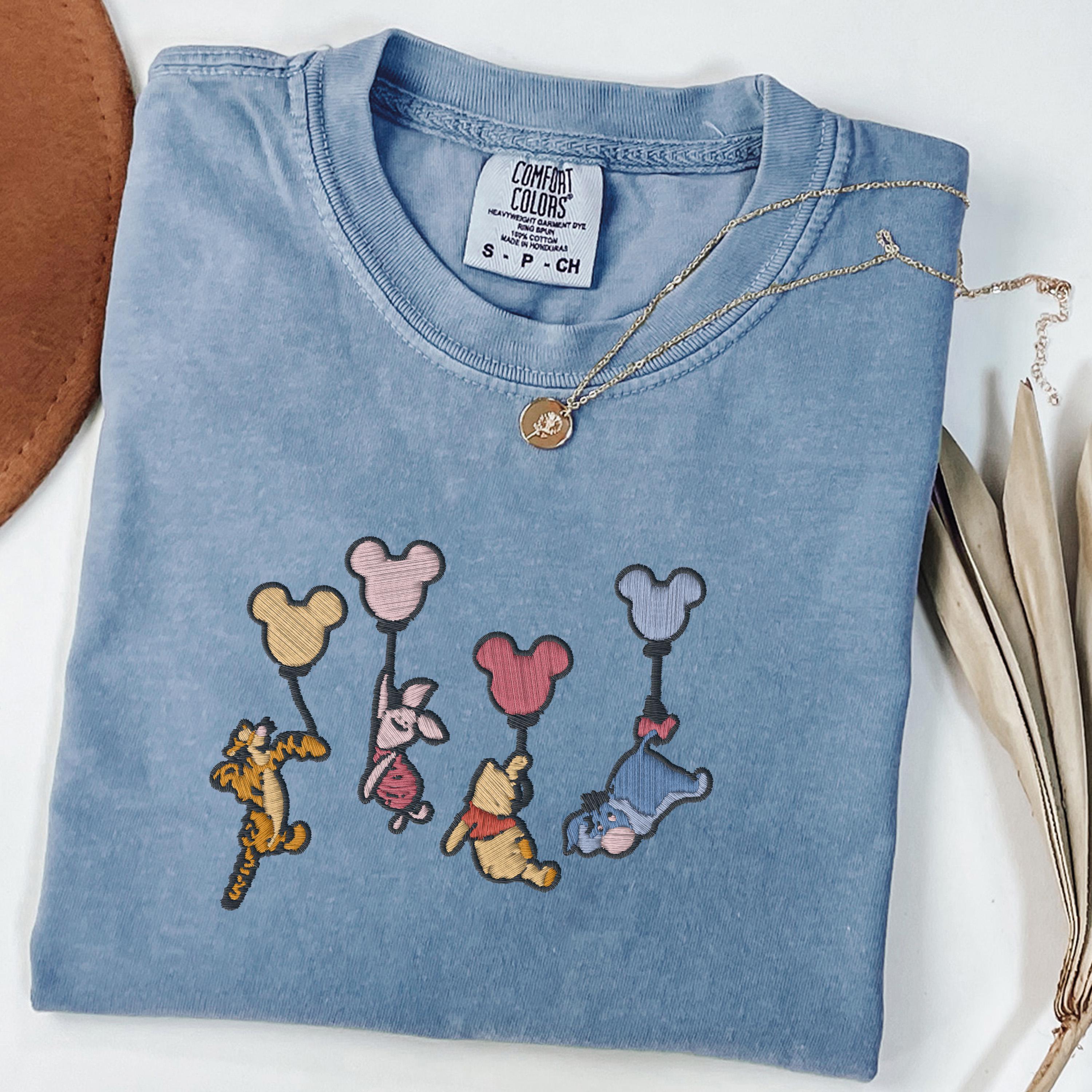 Embroidered Bear And Original Classic Characters Comfort Colors Shirt – Magical Kingdom Bear Embroidery Tee
