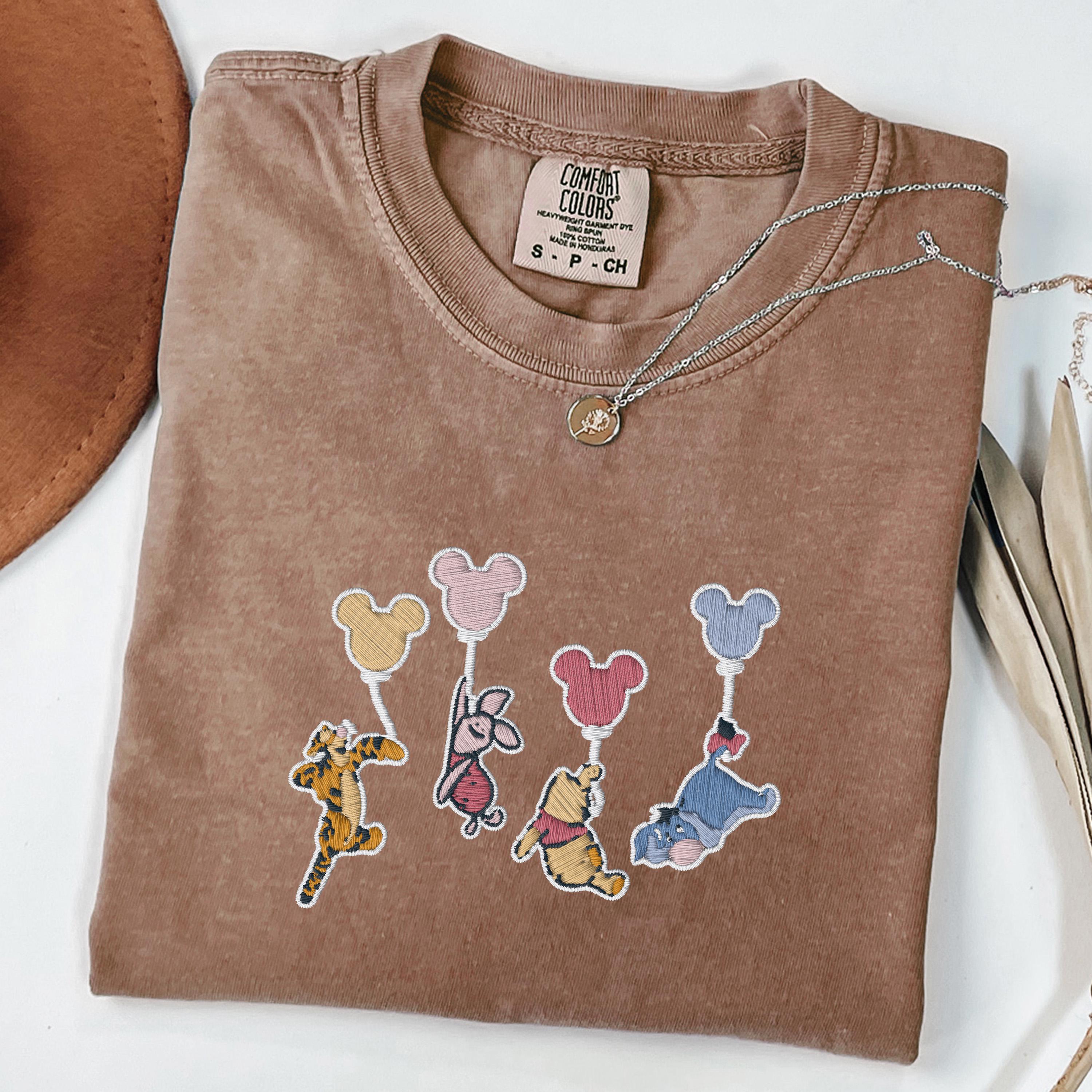 Embroidered Bear And Original Classic Characters Comfort Colors Shirt – Magical Kingdom Bear Embroidery Tee - photo 2