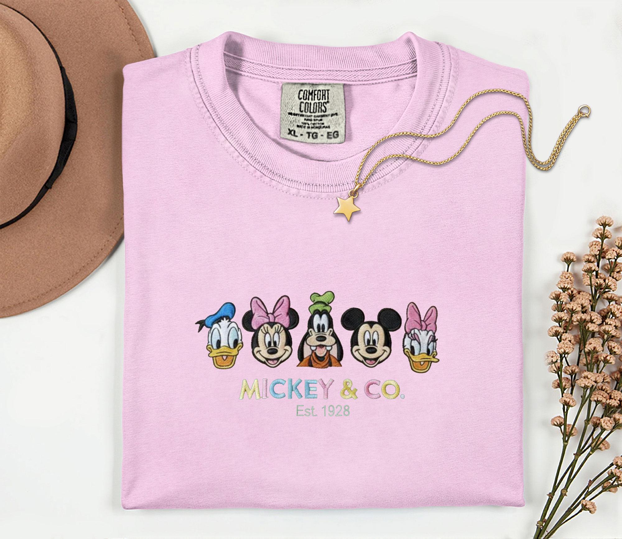 Mickey And Friends Embroidered Disney Comfort Colors Shirt – Disney Vacation Squad And Family Matching Embroidery Tshirt - photo 4