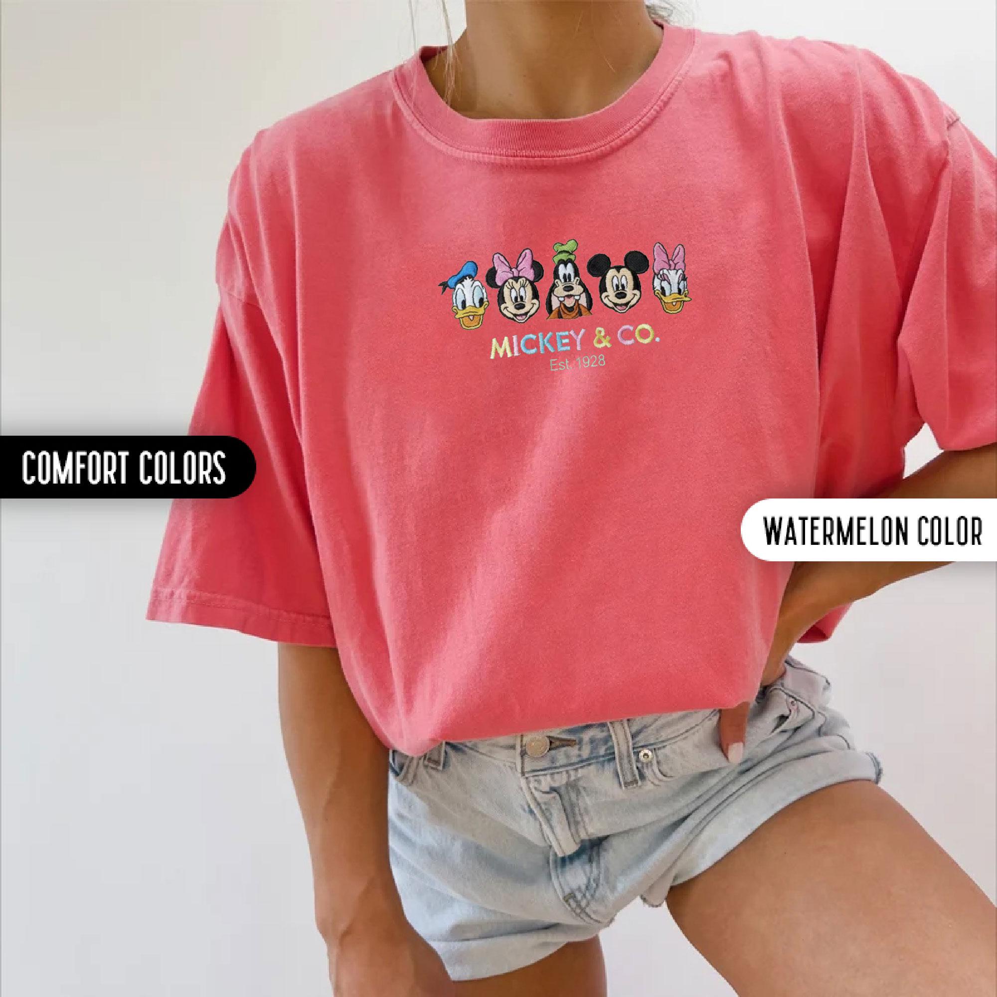 Mickey And Friends Embroidered Disney Comfort Colors Shirt – Disney Vacation Squad And Family Matching Embroidery Tshirt - photo 12