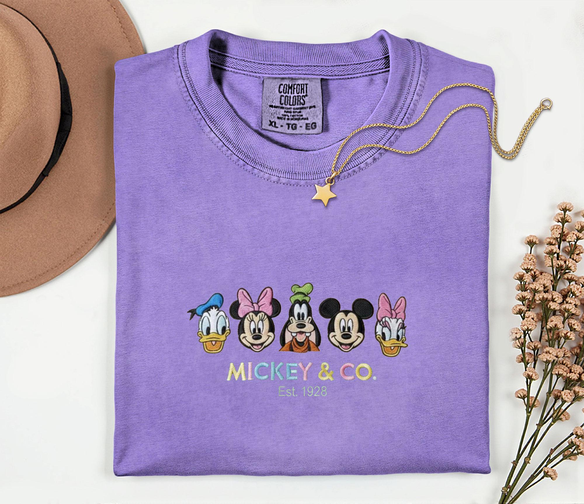 Mickey And Friends Embroidered Disney Comfort Colors Shirt – Disney Vacation Squad And Family Matching Embroidery Tshirt - photo 17