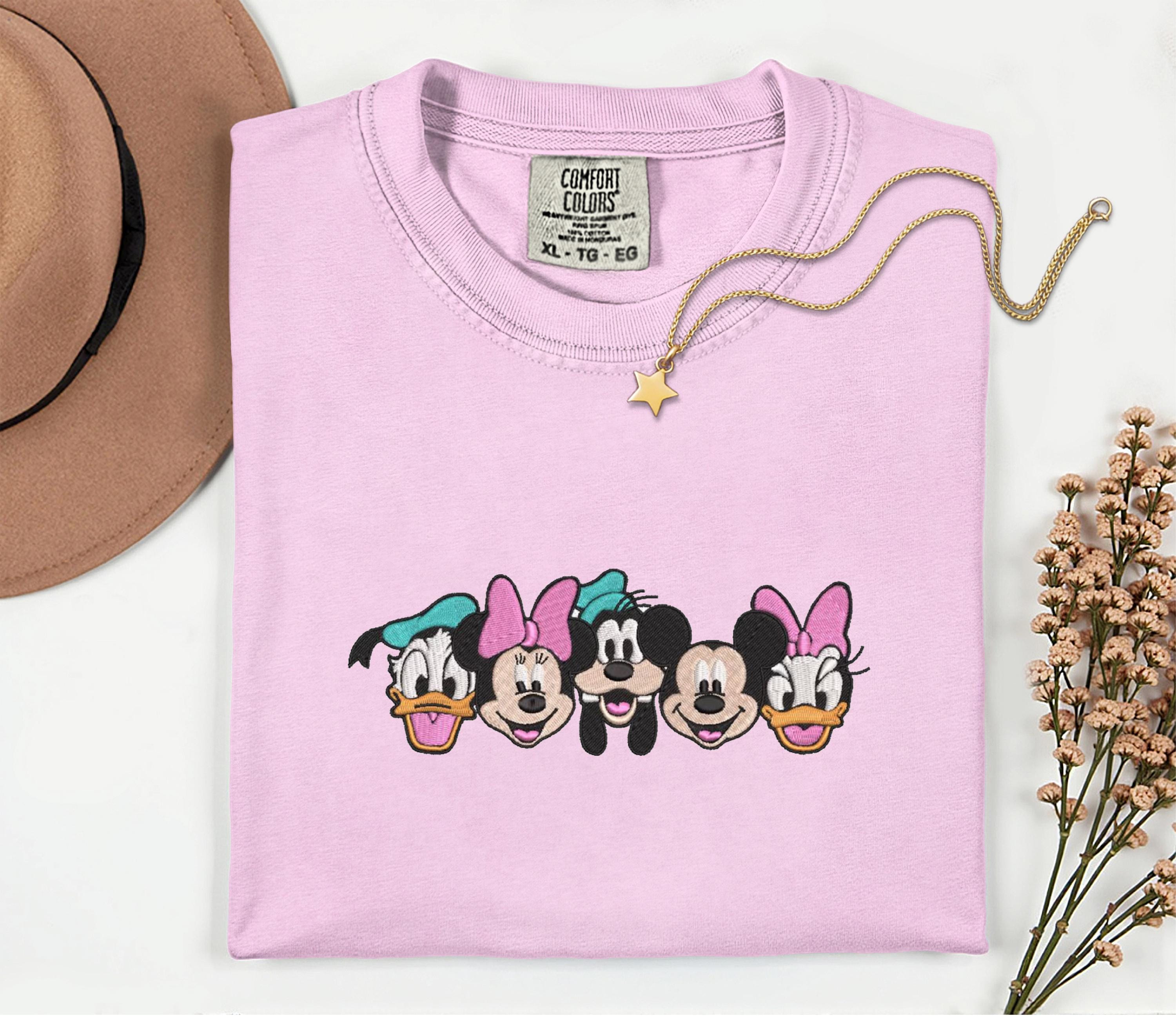 Embroidered Disney Characters Comfort Colors Shirt With Mickey And Friends – Womens Disney Vacation Family Matching Tee - photo 2